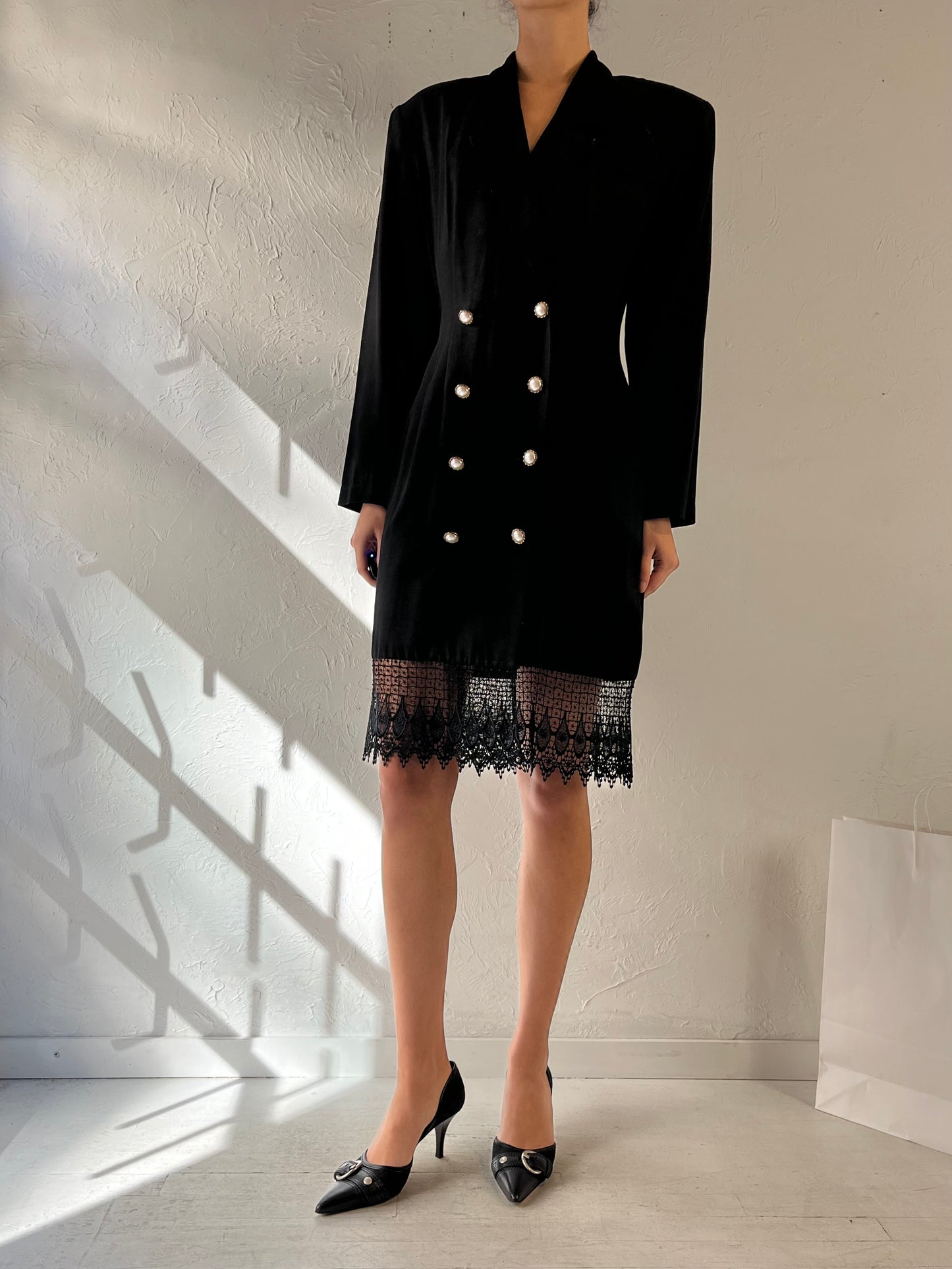 80s ‘Joseph Ribkoff’ Black Blazer Dress / Medium