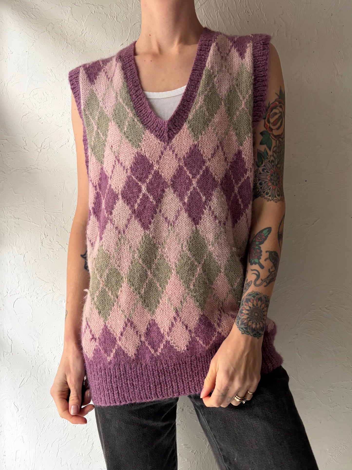 Vintage Alpaca Wool Acrgyle Vest / Large