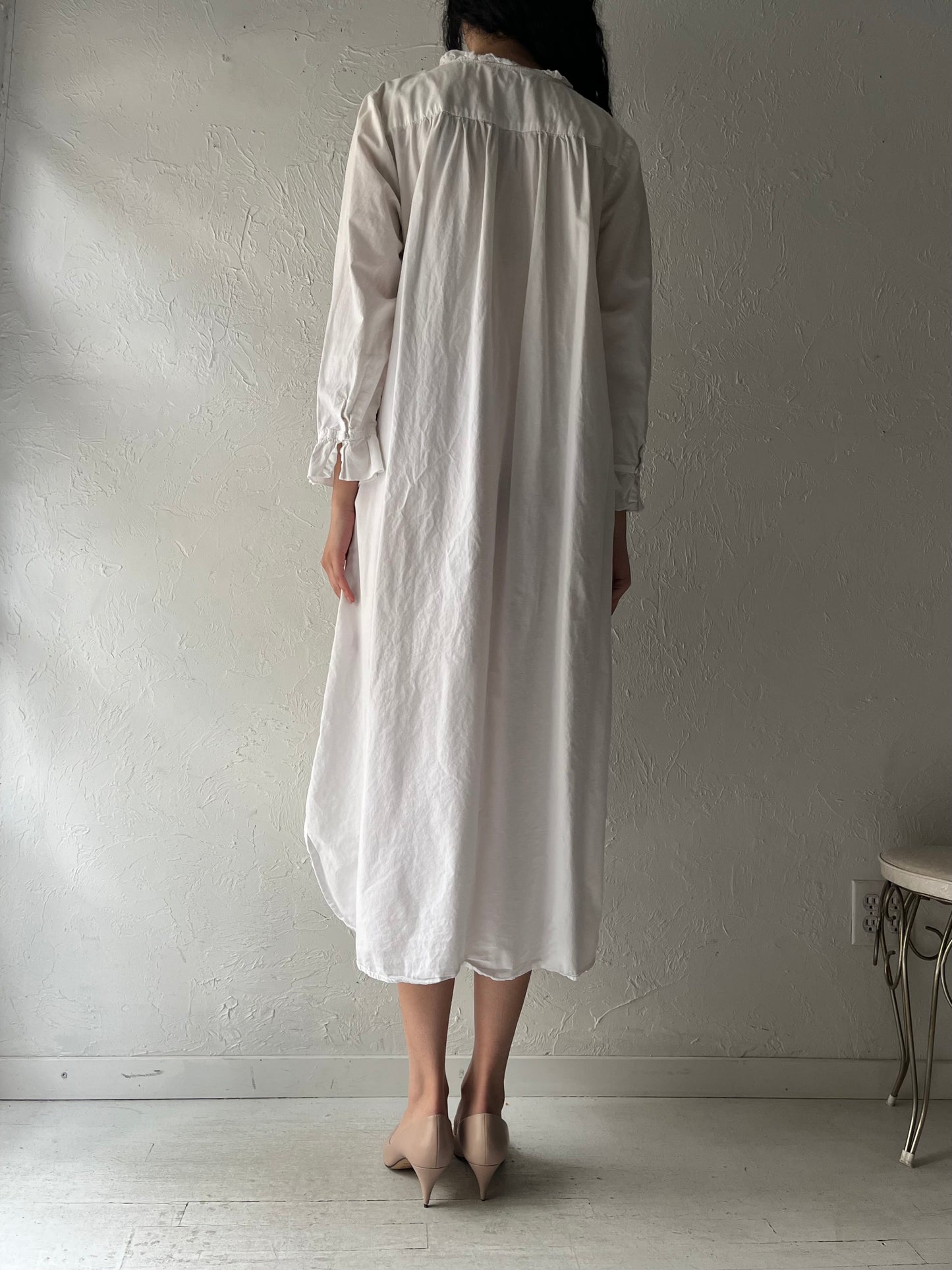 Y2k 'April Cornell' White Cotton Cottage Core Dress / Medium
