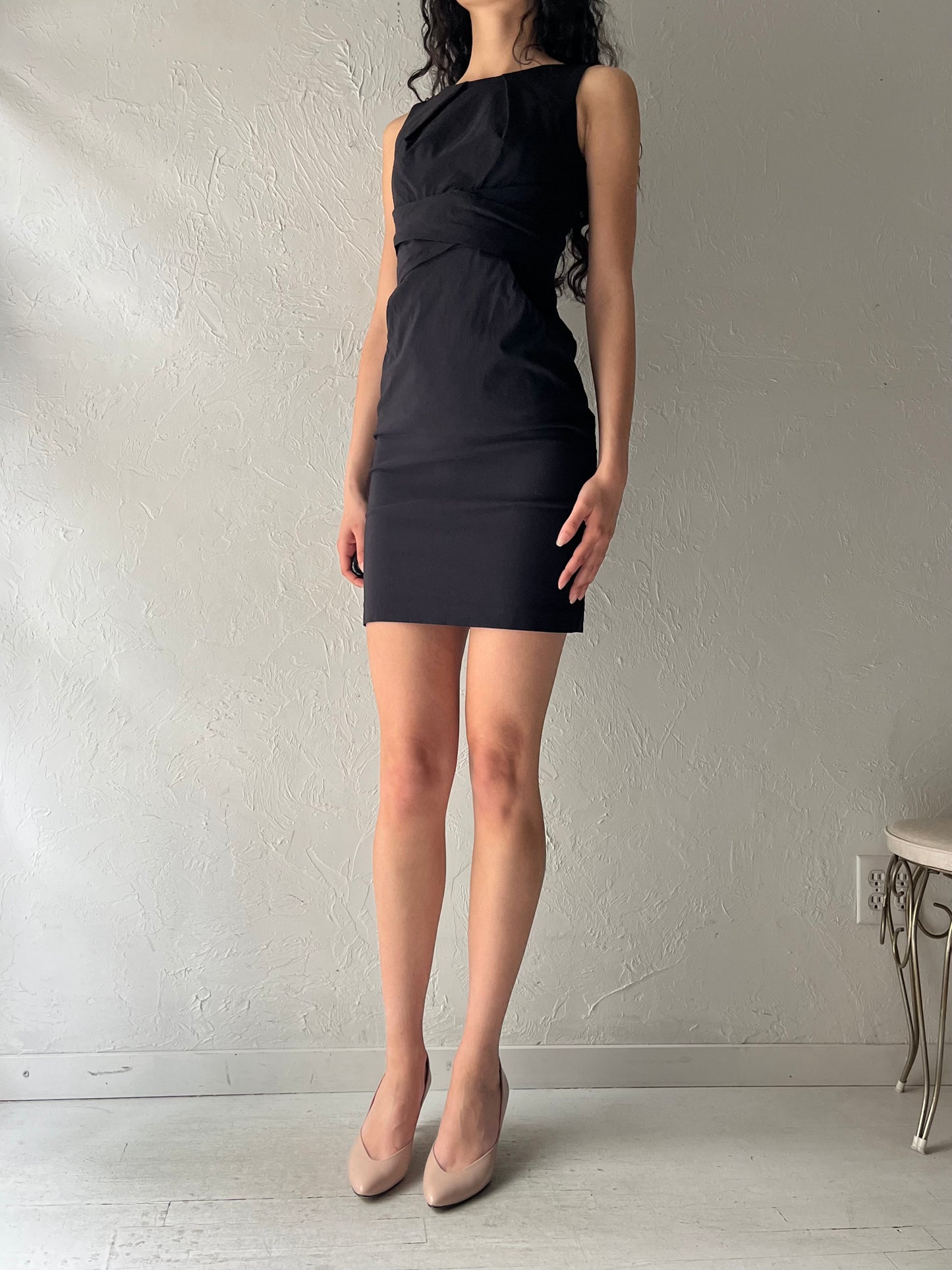90s 'Le Chateau' Black Bodycon Mini Dress / XXS
