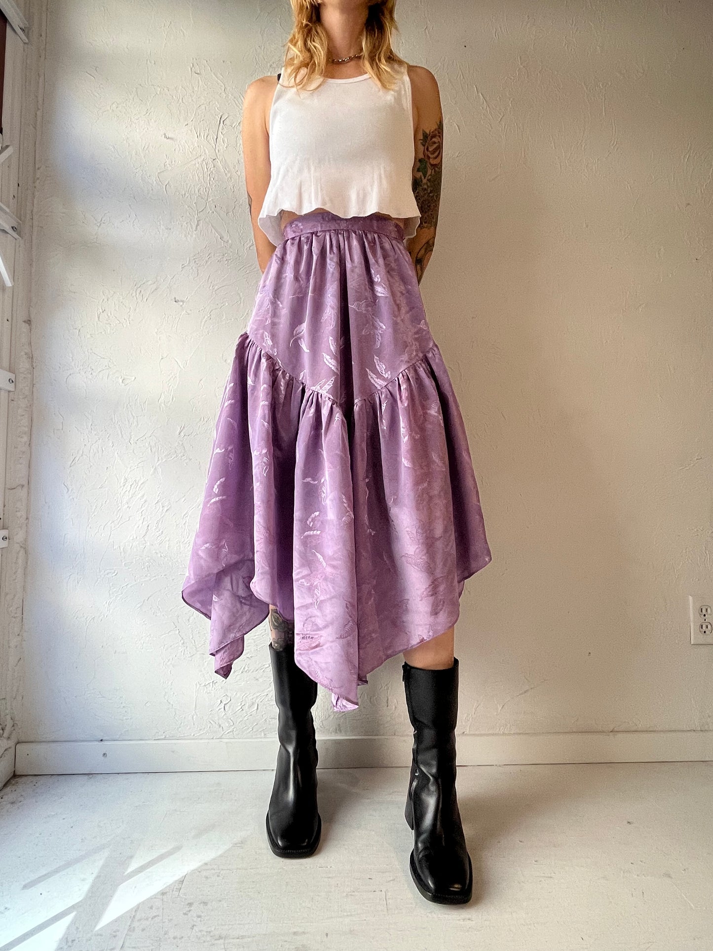 Vintage Handmade Purple Western Midi Skirt / XS