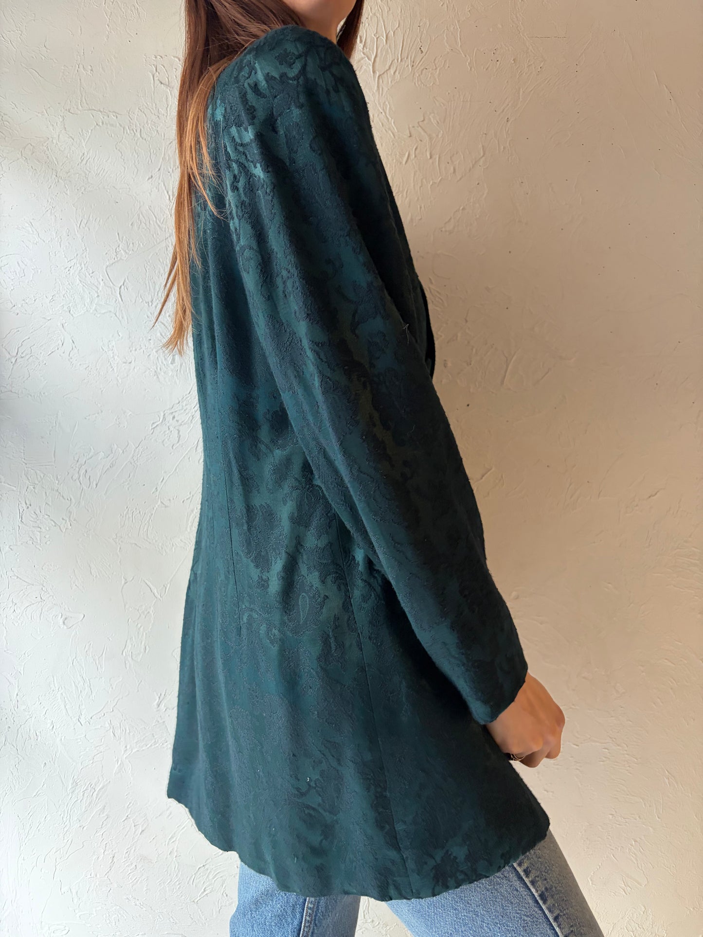 90s 'Hugo Buscati' Green Jacquard Jacket / Large