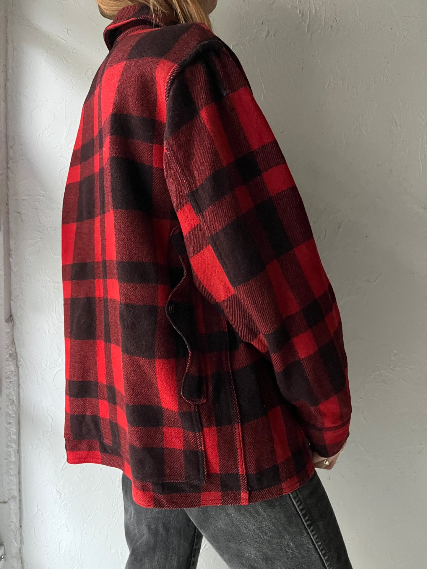 Vintage 'Filson' Red Plaid Wool Chore Jacket / Large