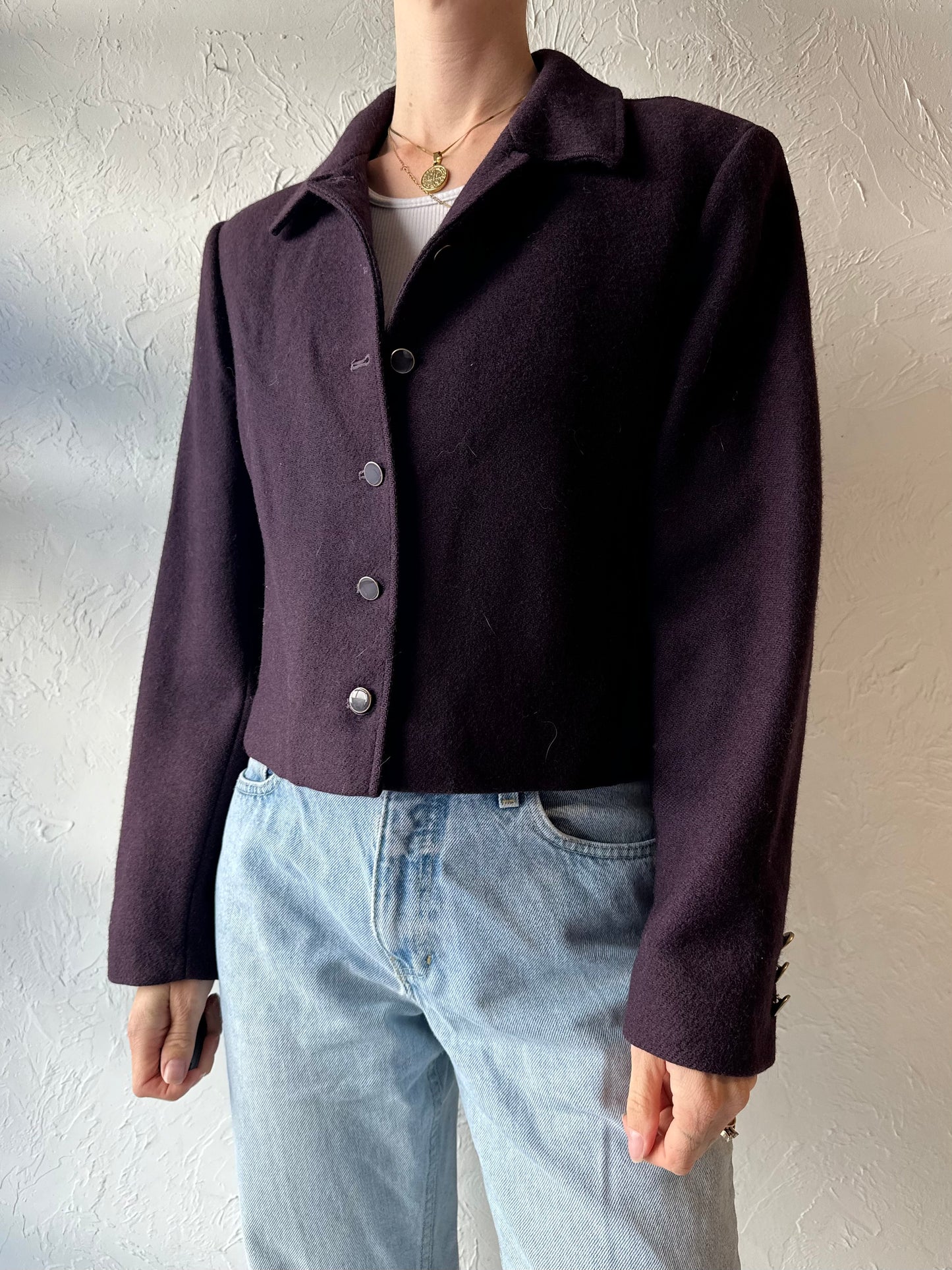 Vintage 'Pendleton' Purple Cropped Wool Jacket / Small