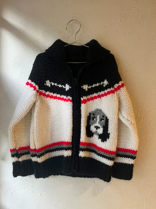 Vintage Hand Knit Kids Dog Sweater / Small