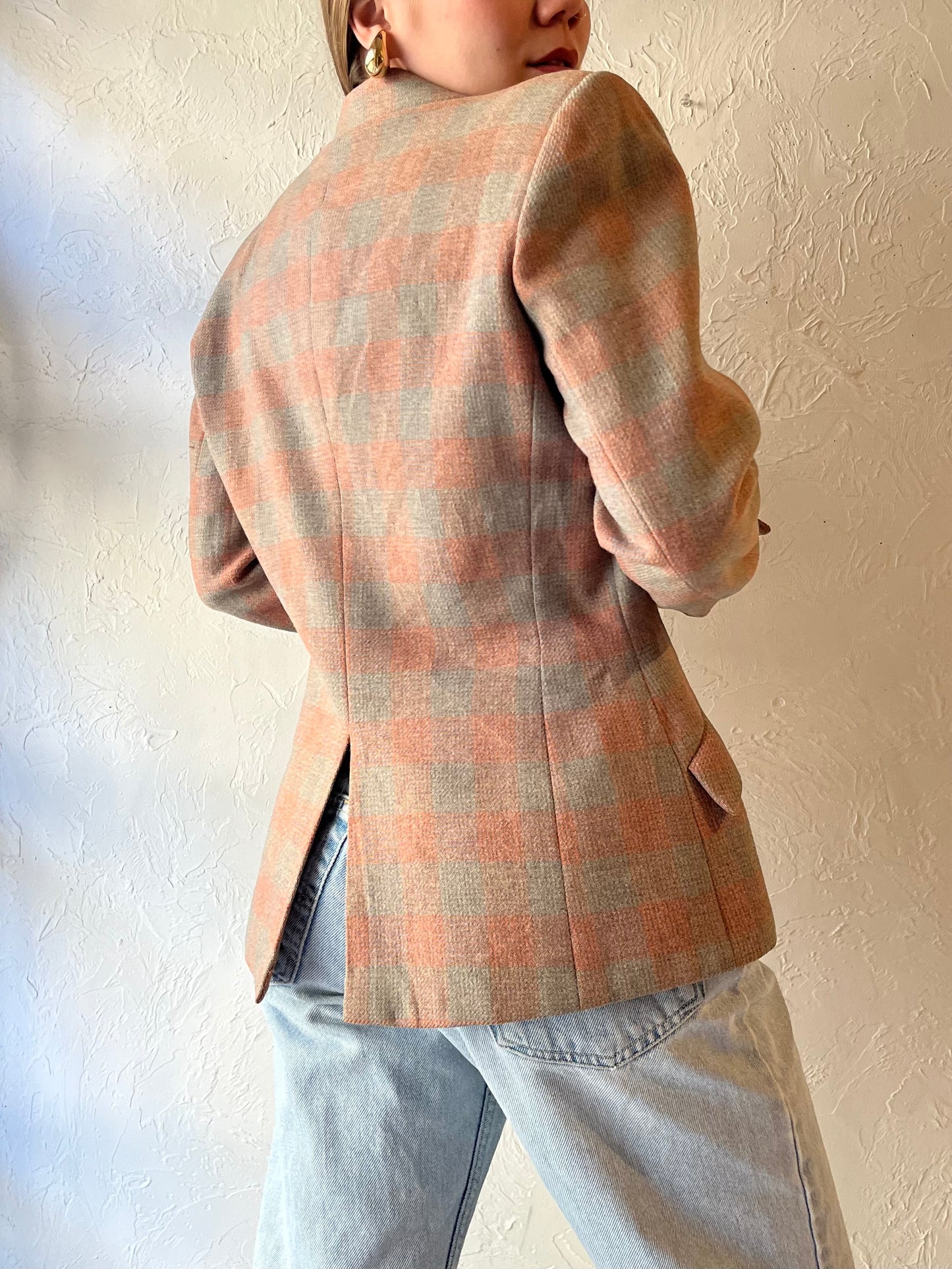 80s ‘Narreu K Cook’ Plaid Blazer Jacket / Medium