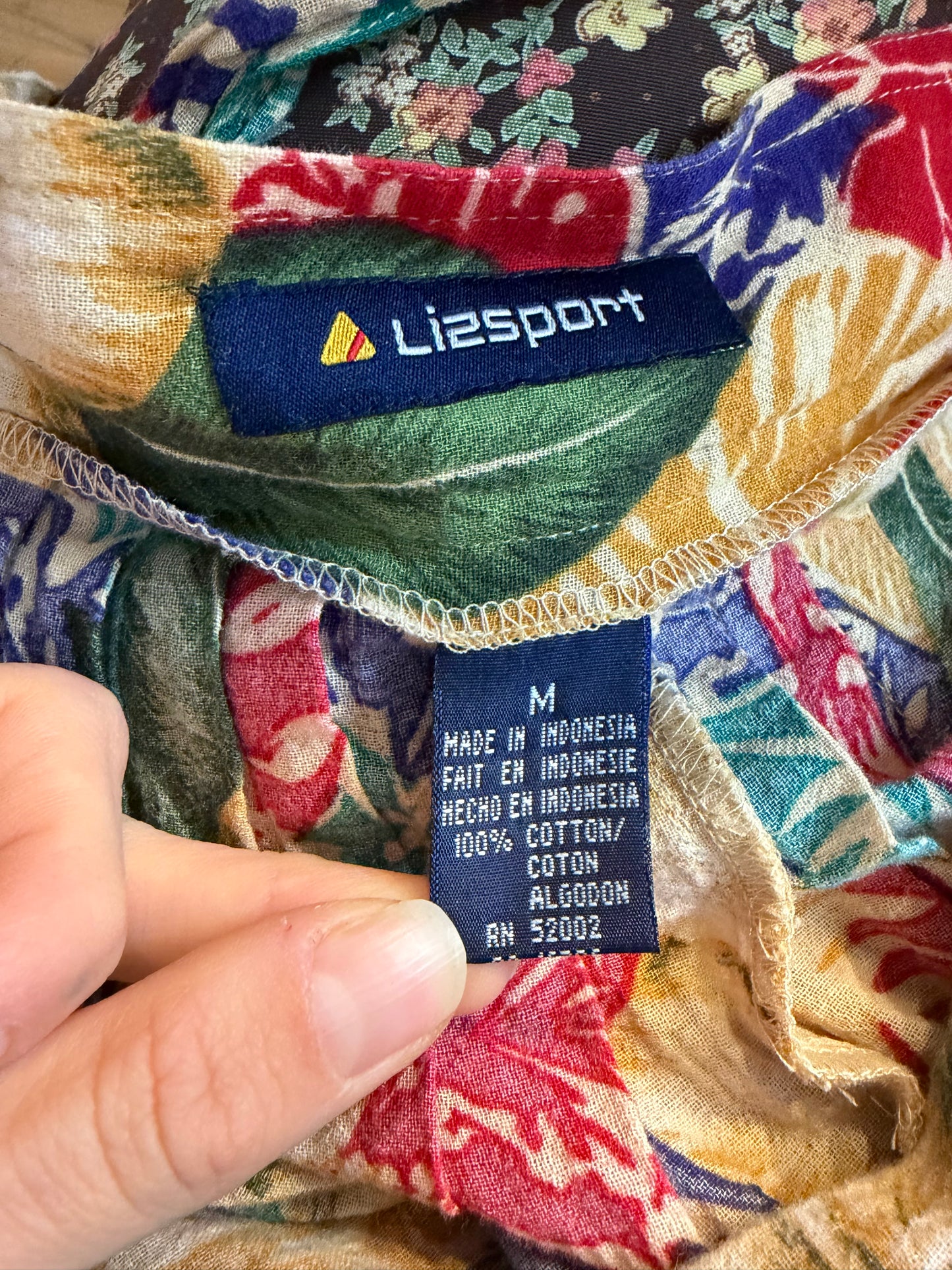 90s 'Liz Sport' Cotton Floral Wrap Skirt / Medium