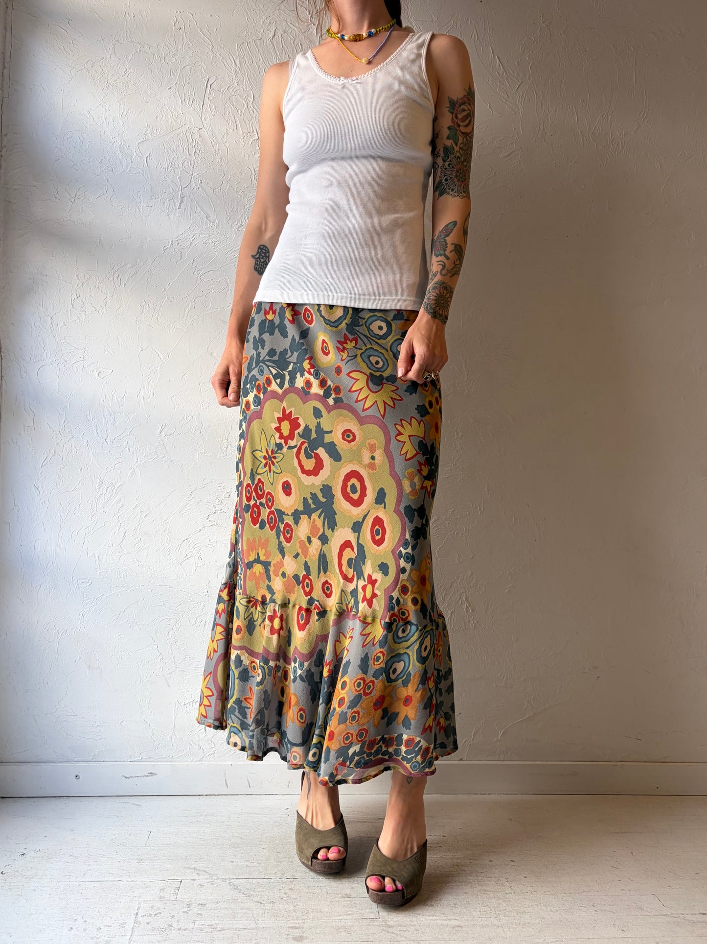 Y2K ‘Putumayo’ Patterned Silk Skirt / Large