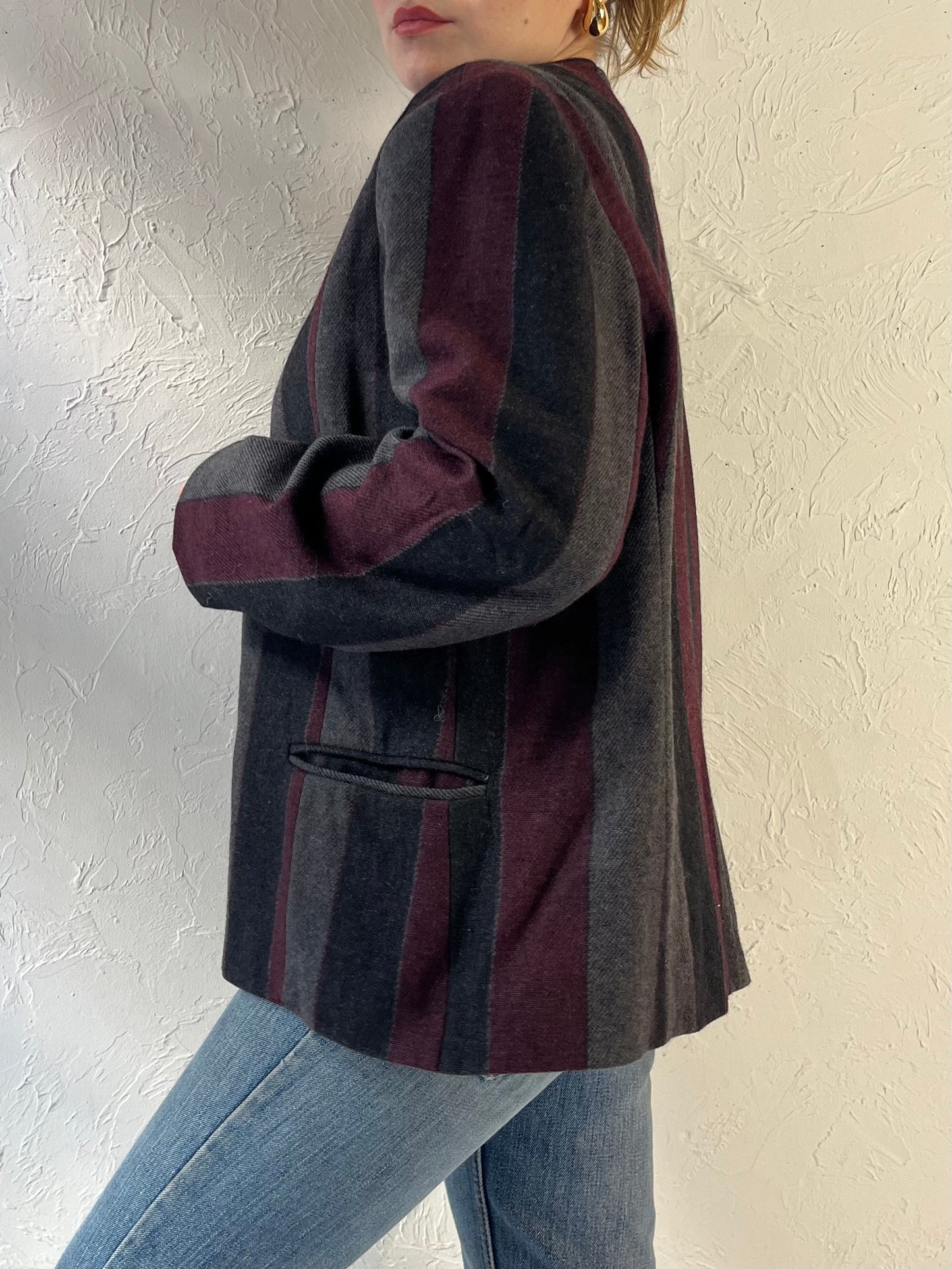 90s ‘Westchester Sport’ Striped Knit Jacket / Large