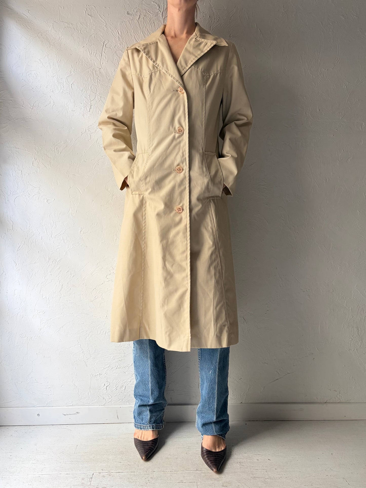 80s 'Brown' Vintage Classic Spring Trench Coat / Small