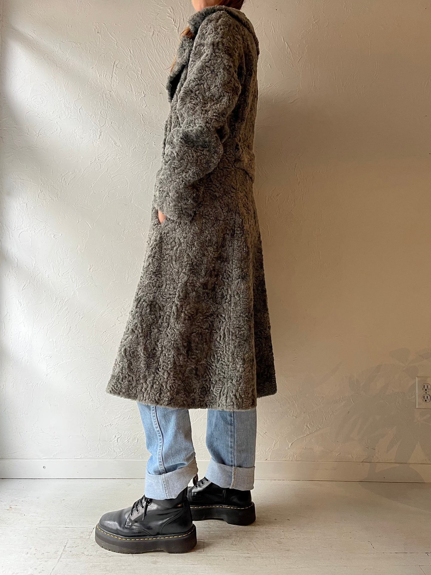 70s 'Sterling Stall' Faux Fur Coat / Union Made / Small