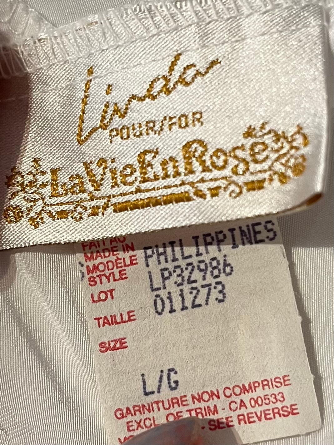 90s 'Linda La Vie En Rose' White Romantic Slip Dress / Large