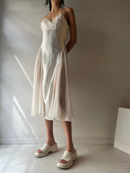 70s ‘Deena’ White Slip Dress / Small