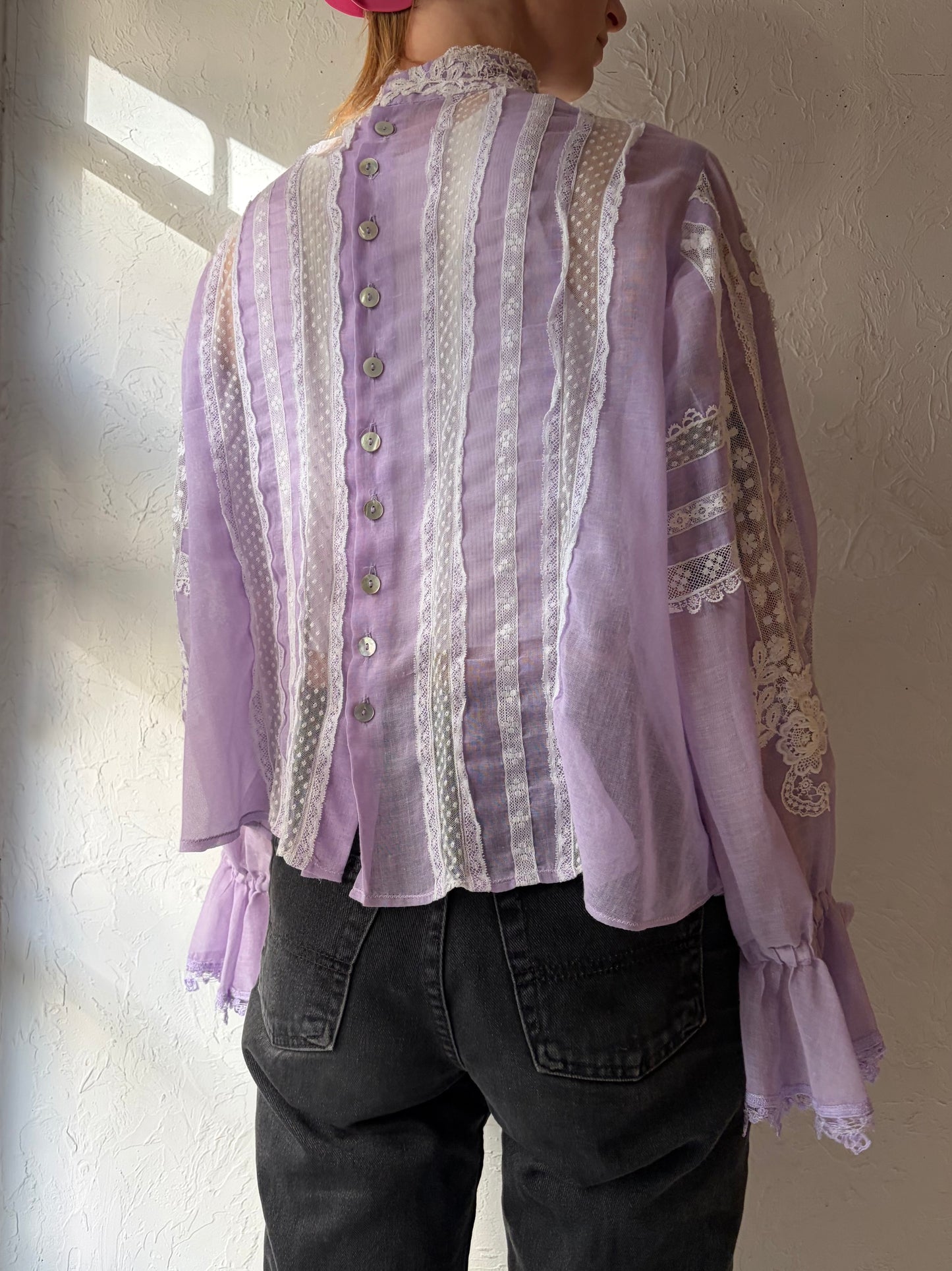 Vintage Purple Lace Blouse / Medium