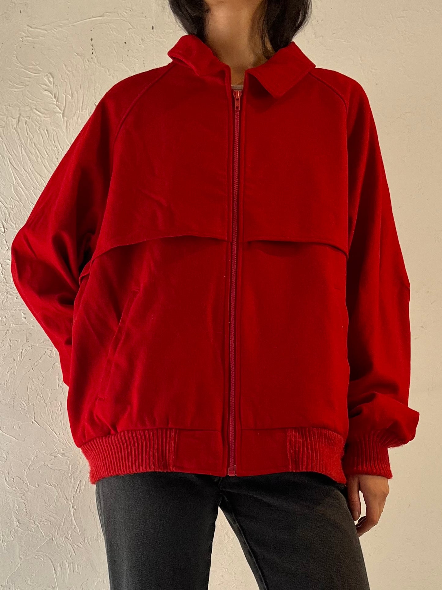 80s ‘Pendleton’ Red Wool Bomber Jacket / XL