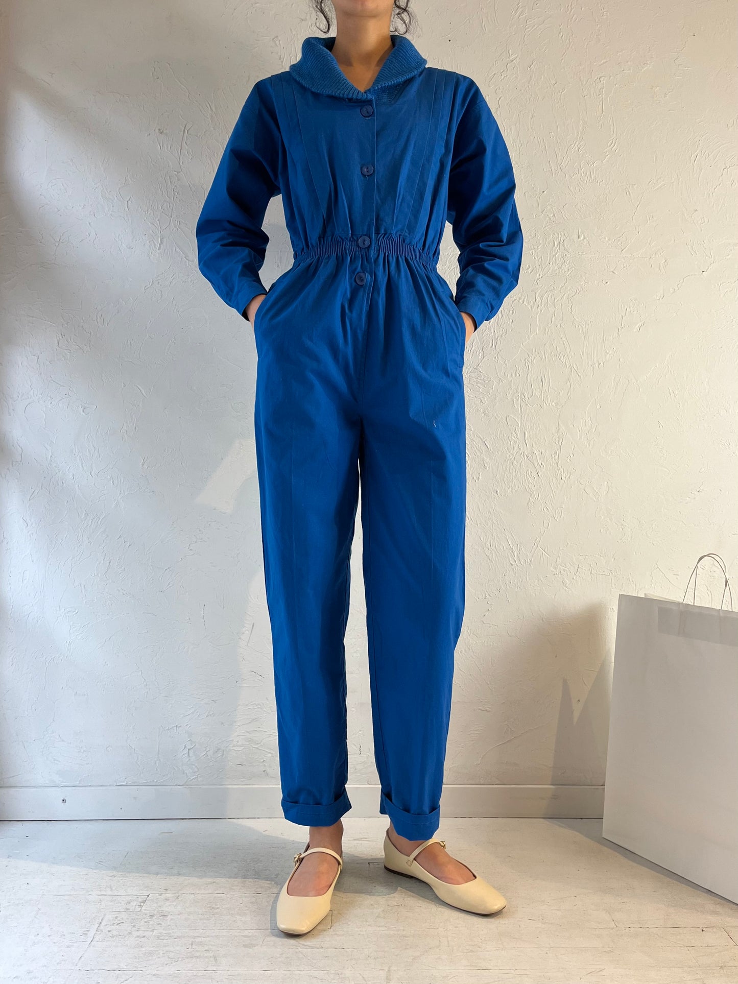 90s ‘California Casuals’ Dead Stock Blue Jumpsuit / Small