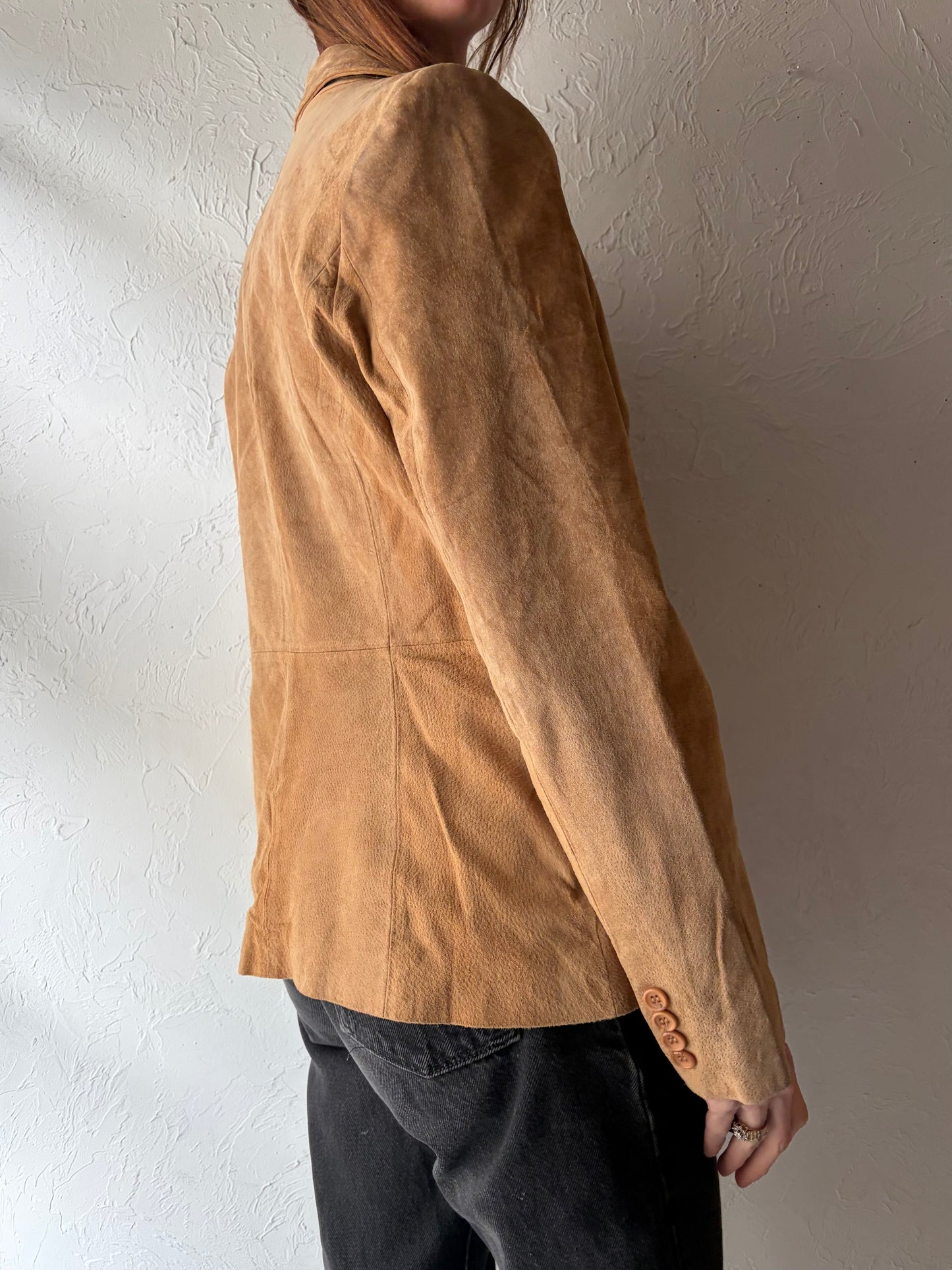 Y2k 'Chadwicks' Suede Leather Minimalist Blazer Jacket / Medium