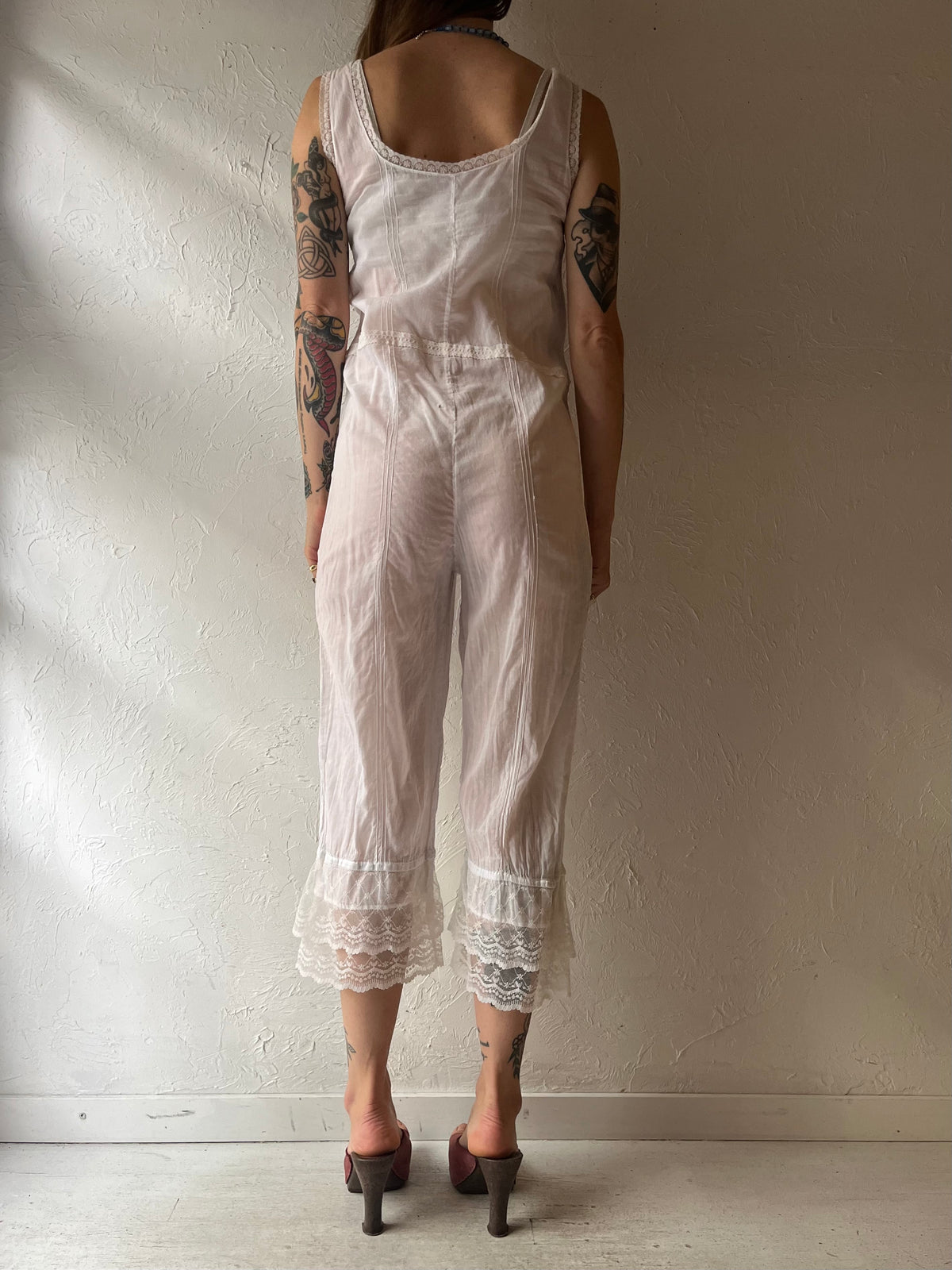 Vintage 'Cinzia' Sheer Lingerie Lace Jumpsuit / Small
