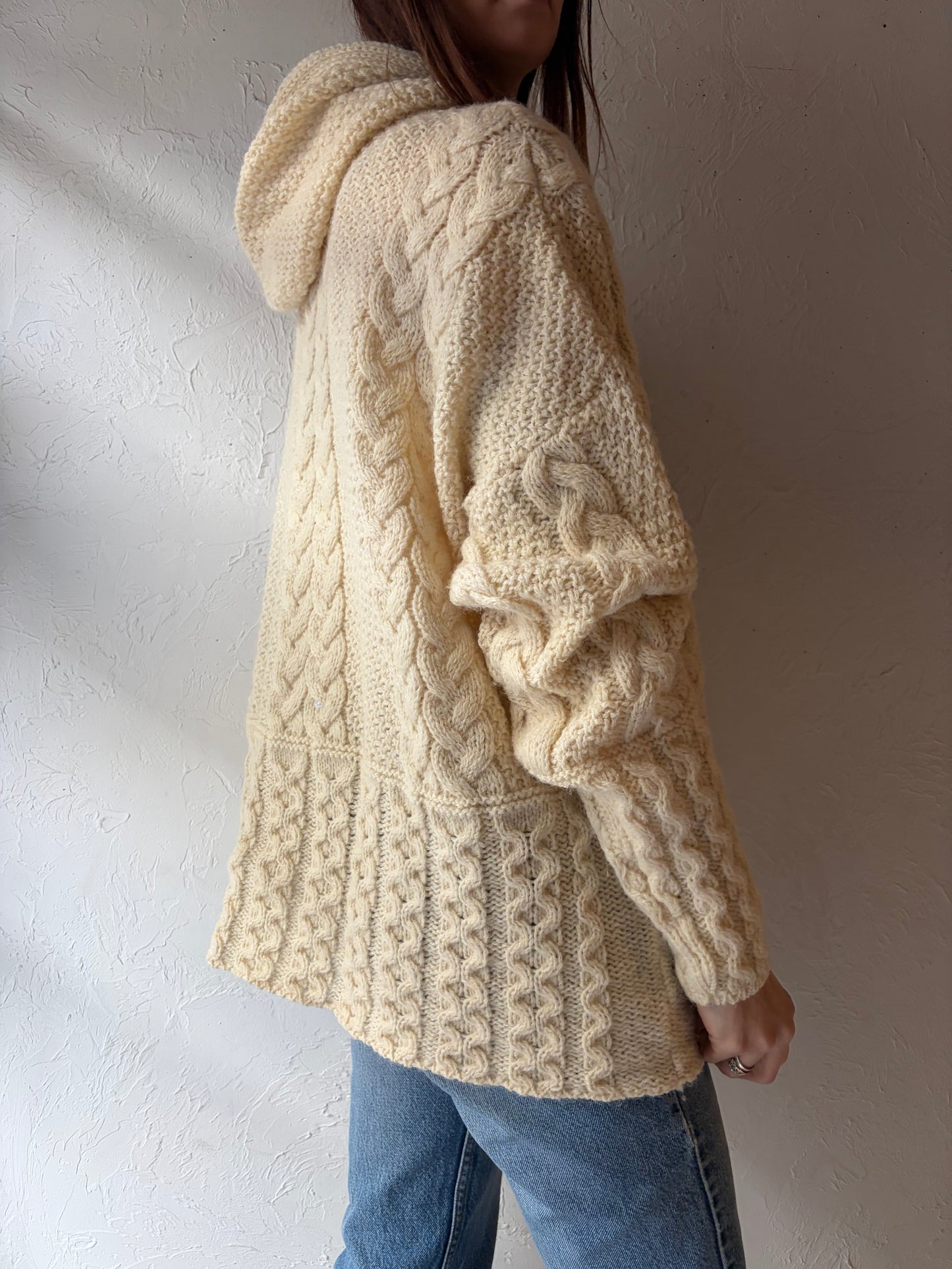 80s 'Kerry Traditions' Wool Hooded Sweater / XL