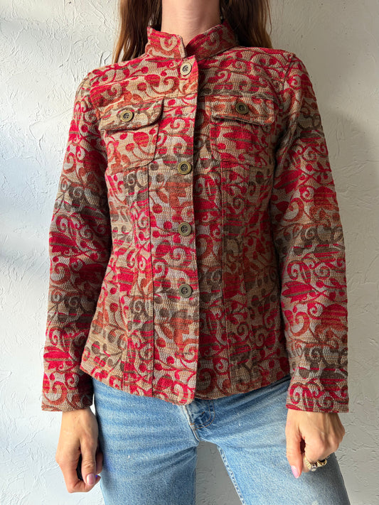 Y2k 'Christopher & Banks' Red Tapestry Jacket / Small