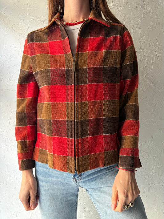 Y2k 'Alia' Red Checker Knit Jacket / Small - Medium
