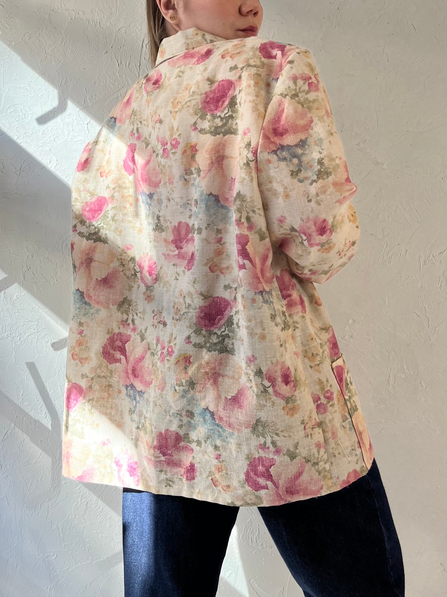 80s ‘Tan Jay’ Floral Blazer Jacket / Union Made / Large