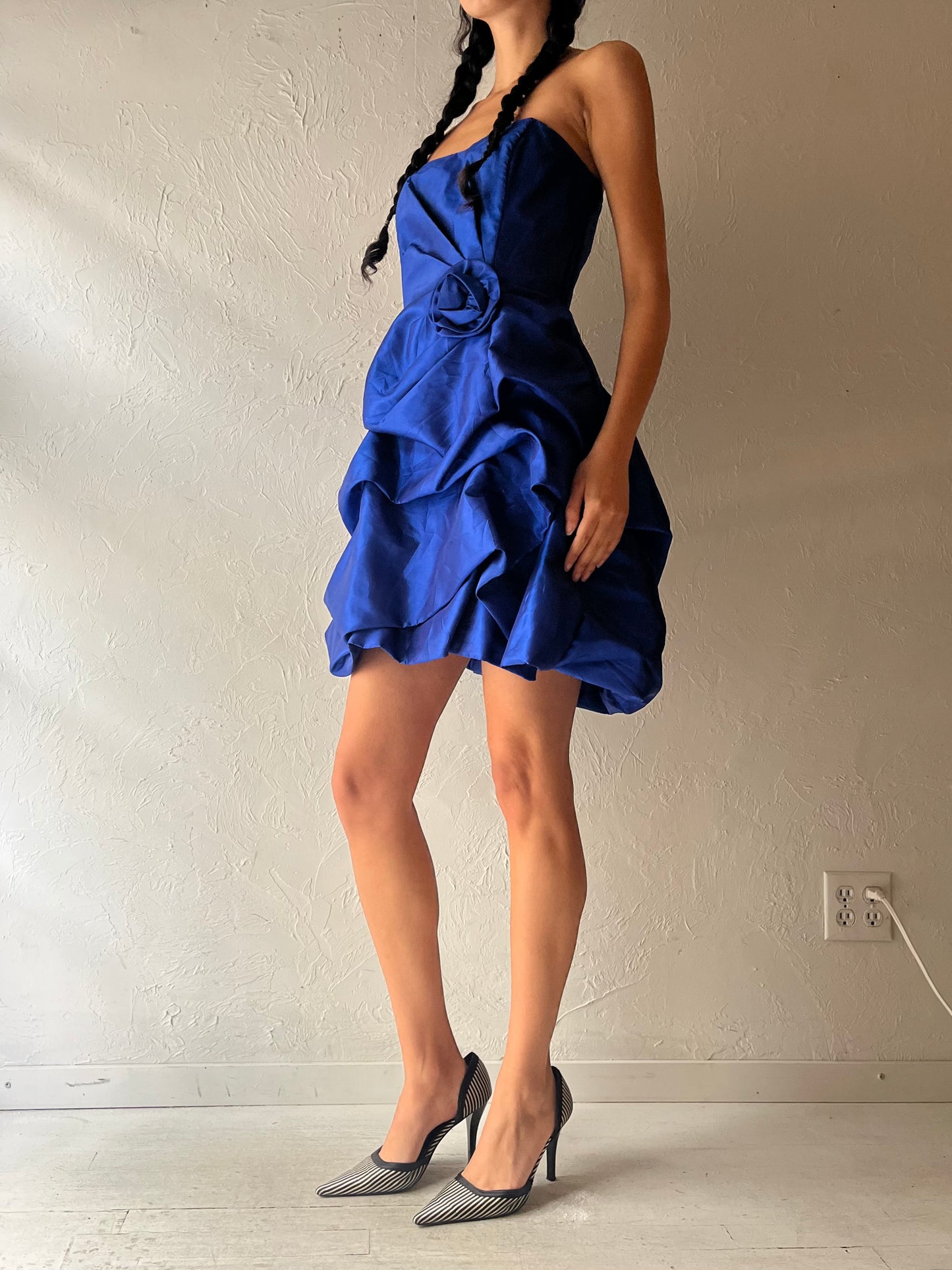 Y2k 'Le Chateau' Blue Bubble Mini Formal Dress / Small