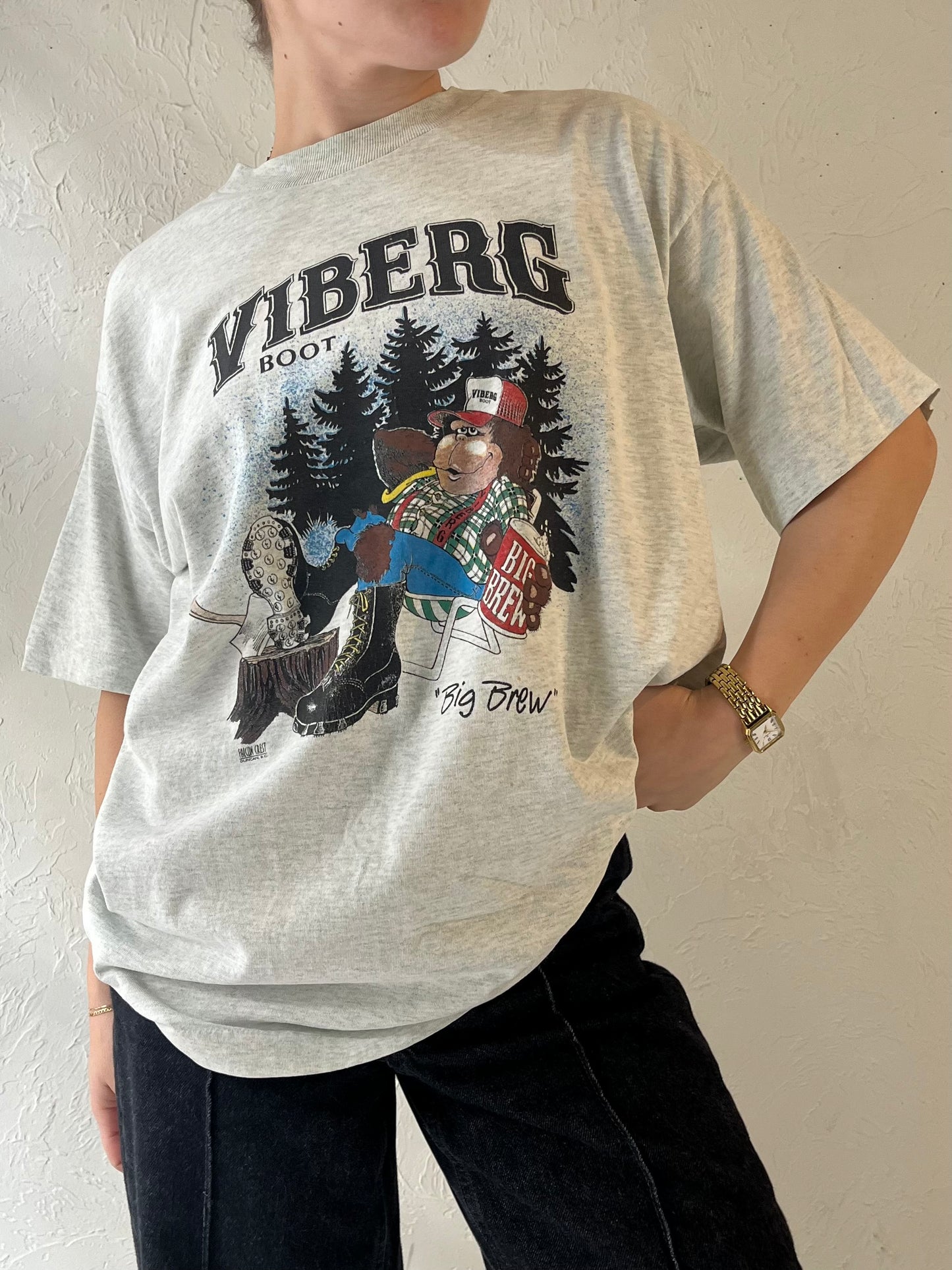 90s 'Fruit of the Loom' Viberg Boot T-shirt / Large