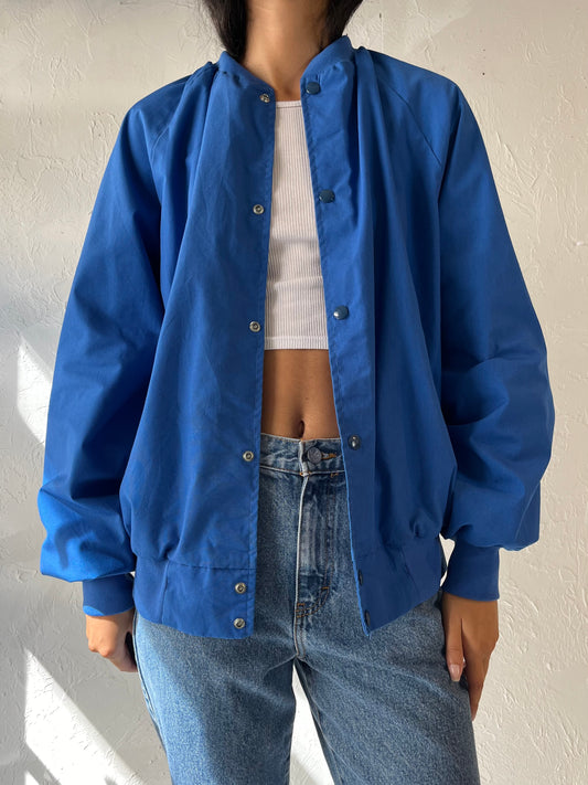 90s 'West Ark' Blue Bomber Jacket / Large