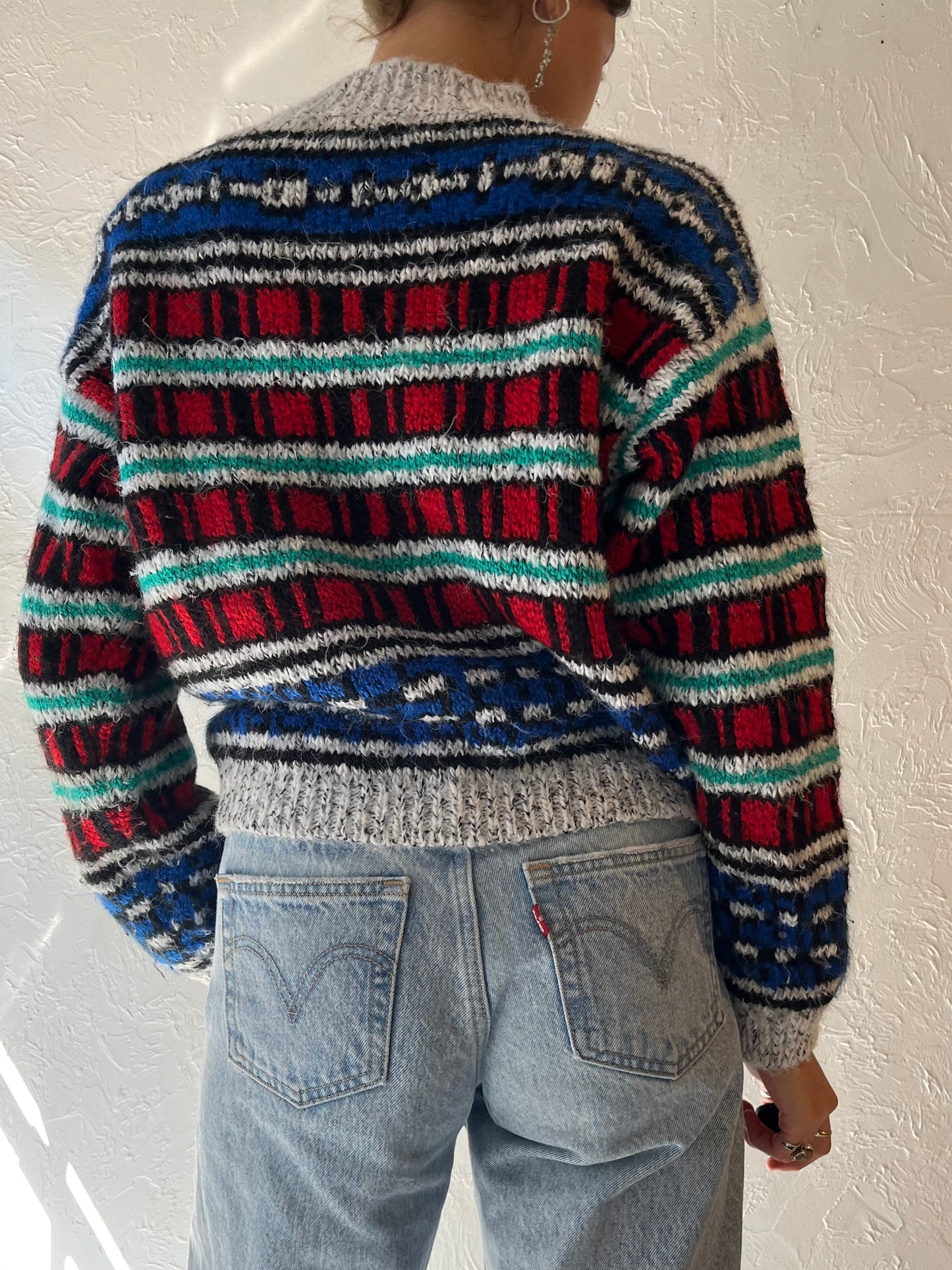 90s 'TQ' Striped Knit Sweater / Medium