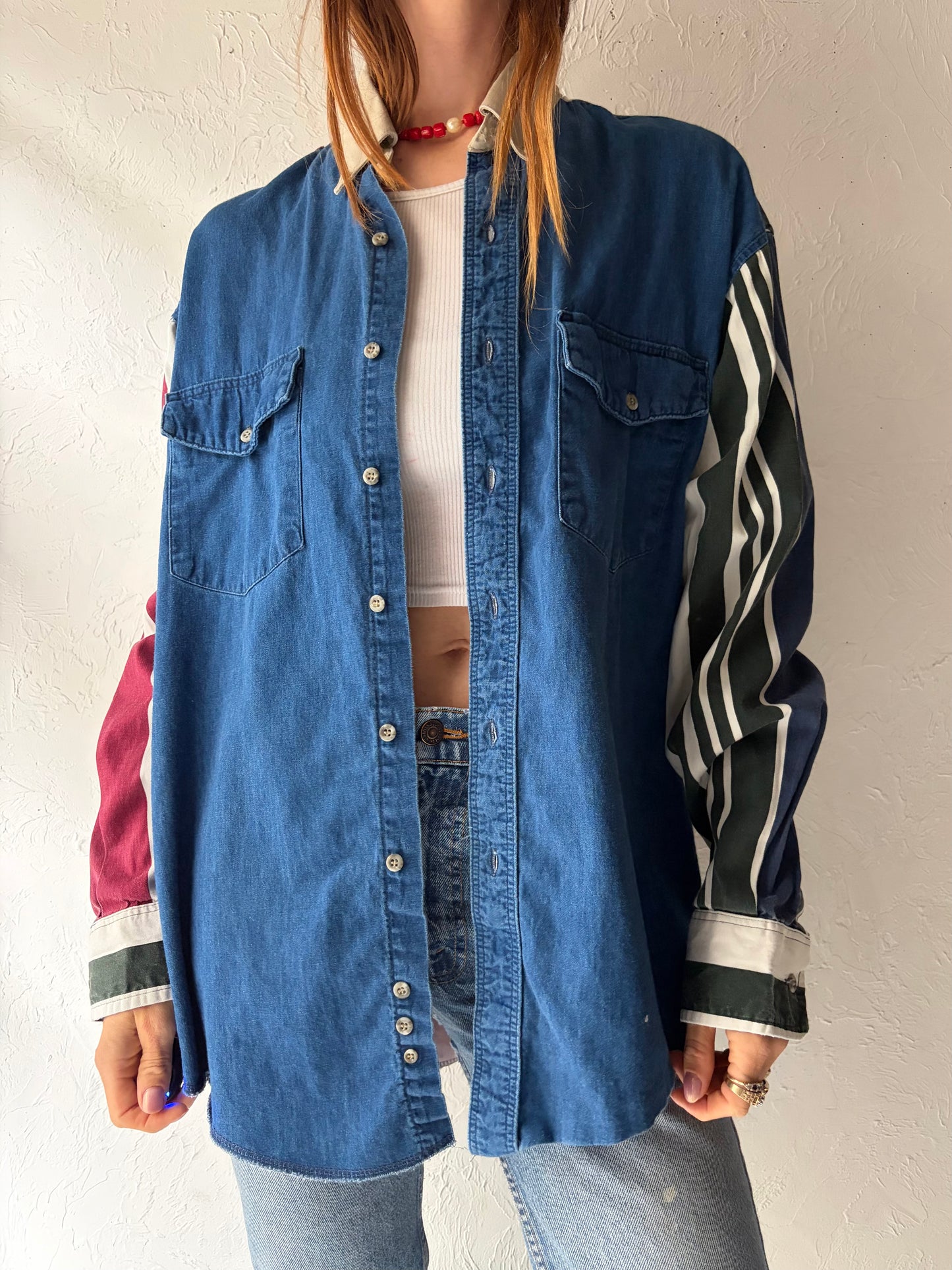 90s 'Wrangler' Button Up Cotton Shirt / Large