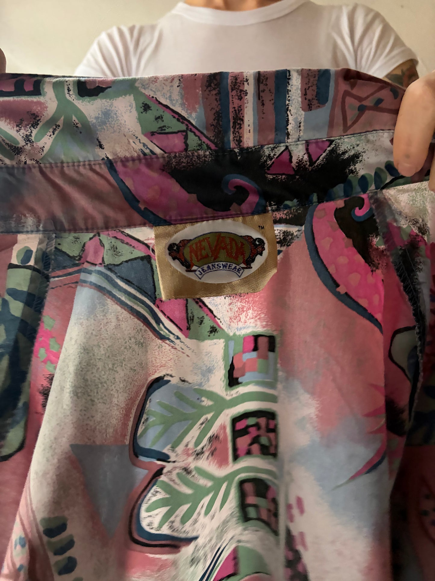 90s 'Nevada' Retro Patterned Button Up Shirt / Medium