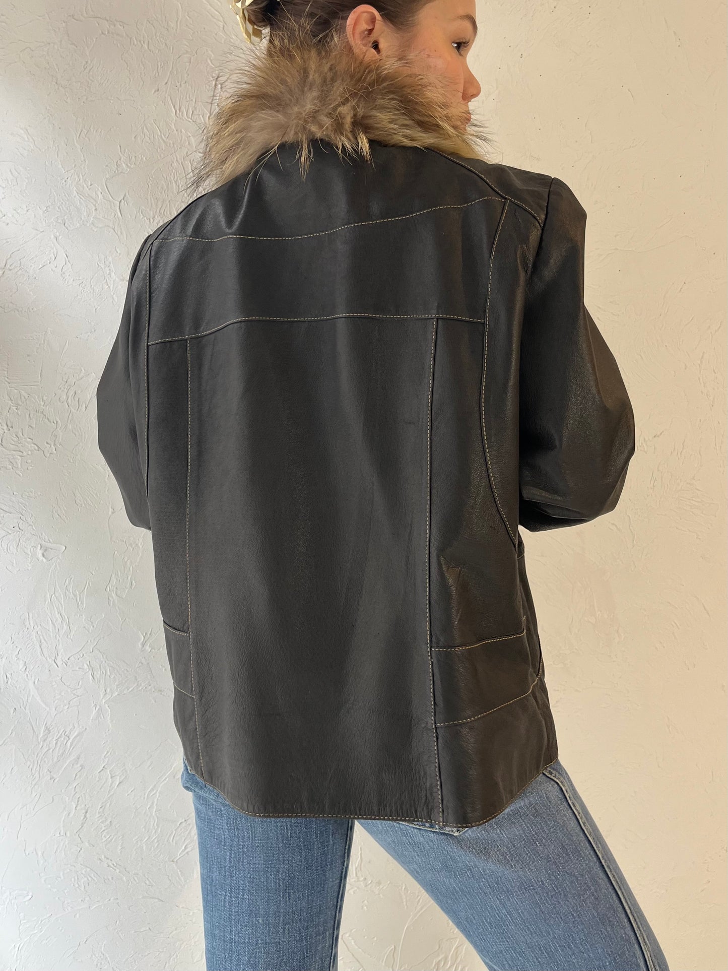 Y2k 'Ana' Black Leather Jacket / Large