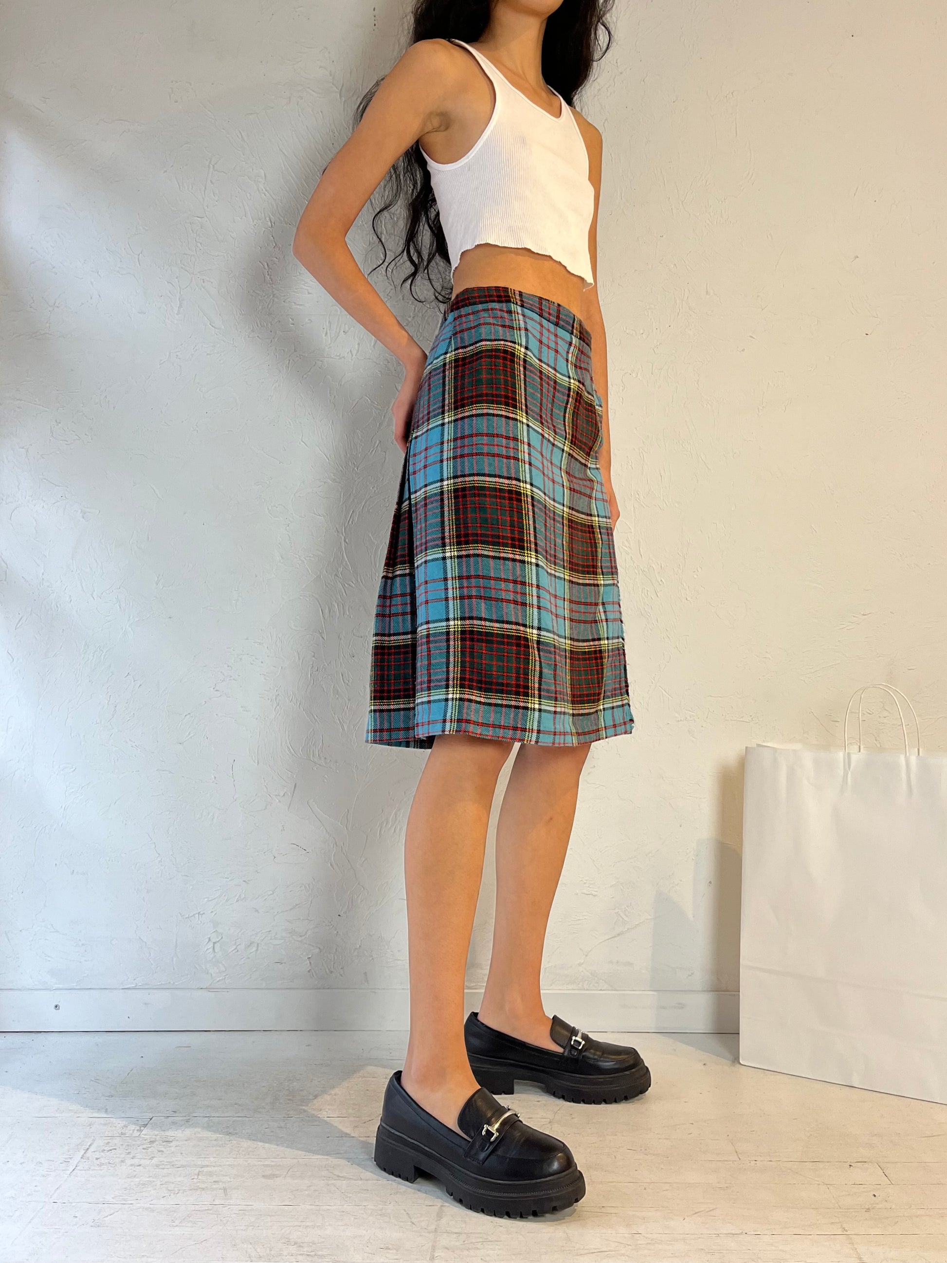 70s ‘Moffat’ Blue Plaid Midi Skirt / Medium