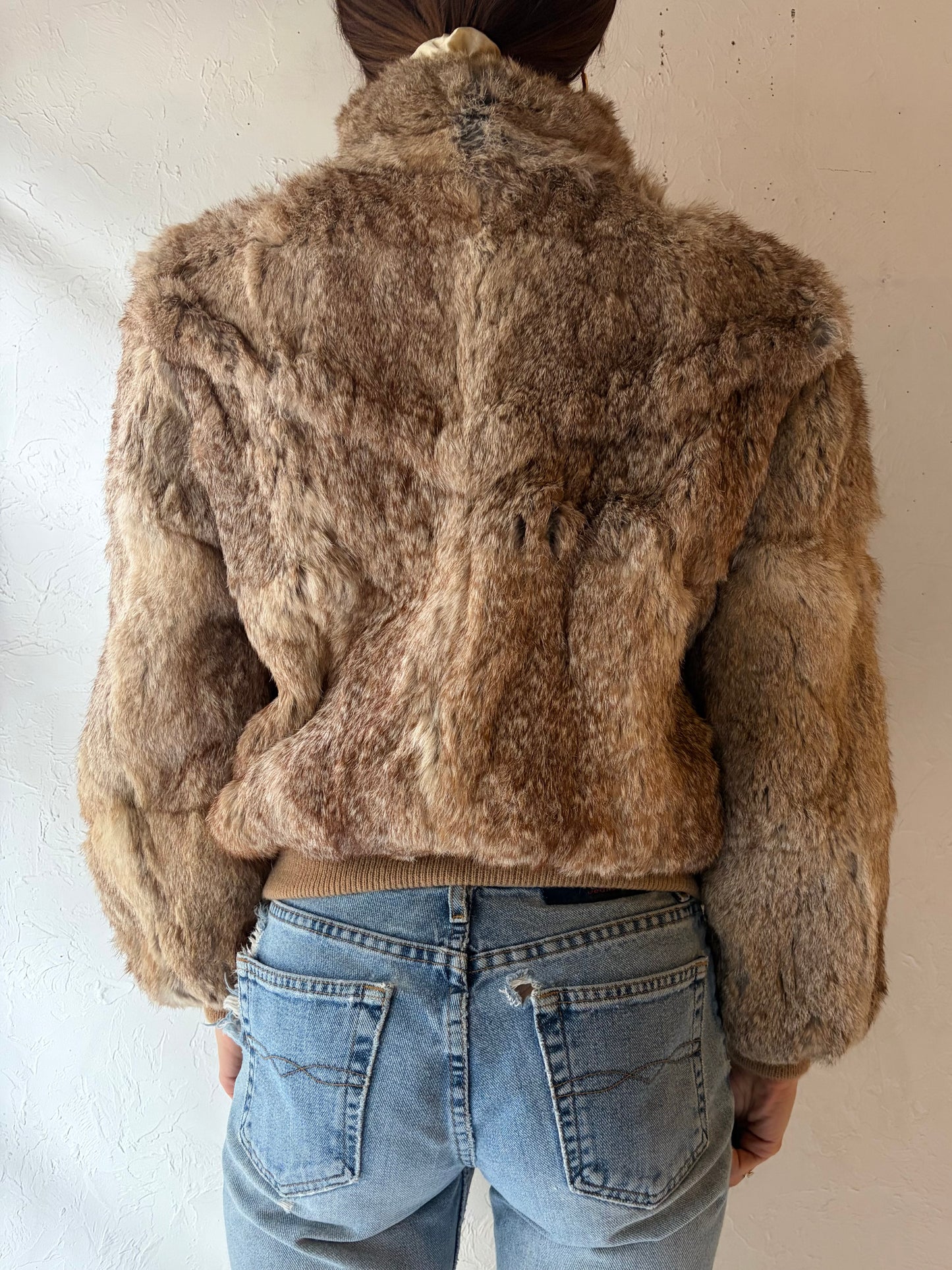 90s 'Ada' Fur Bomber Jacket / Small