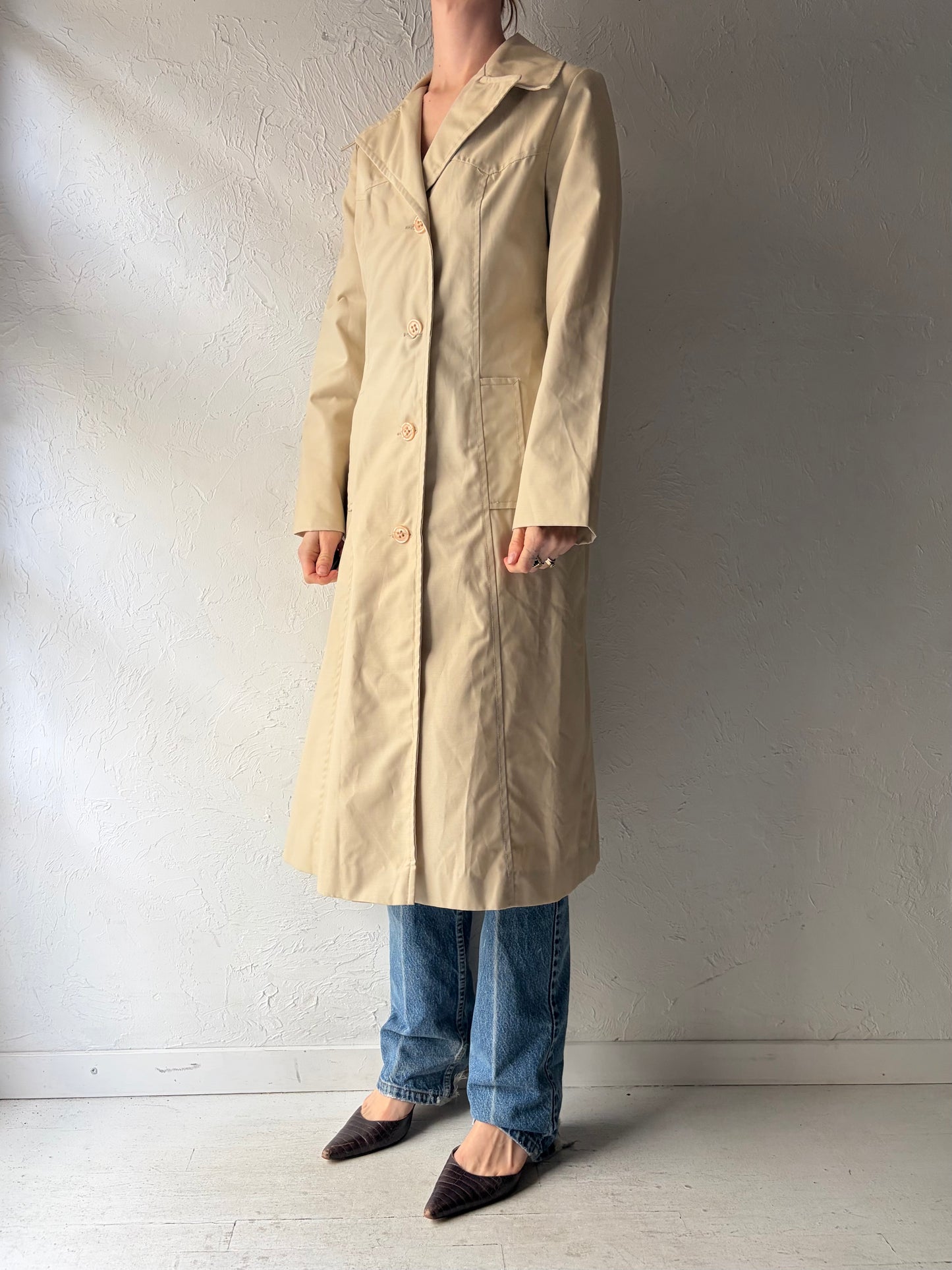 80s 'Brown' Vintage Classic Spring Trench Coat / Small