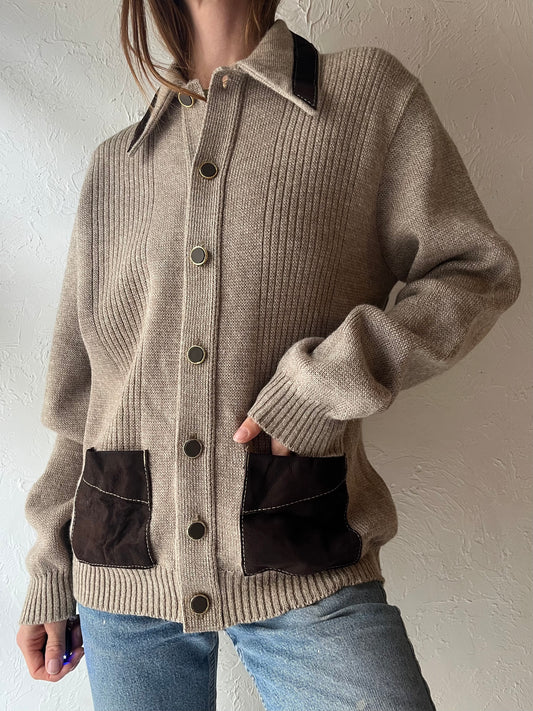 70s 'Tundra' Wool Cardigan Sweatet / Large