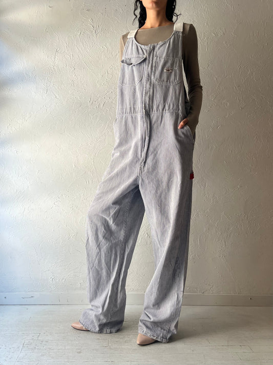 80s 'GWG' Pinstripe Denim Work Wear Overalls / Large