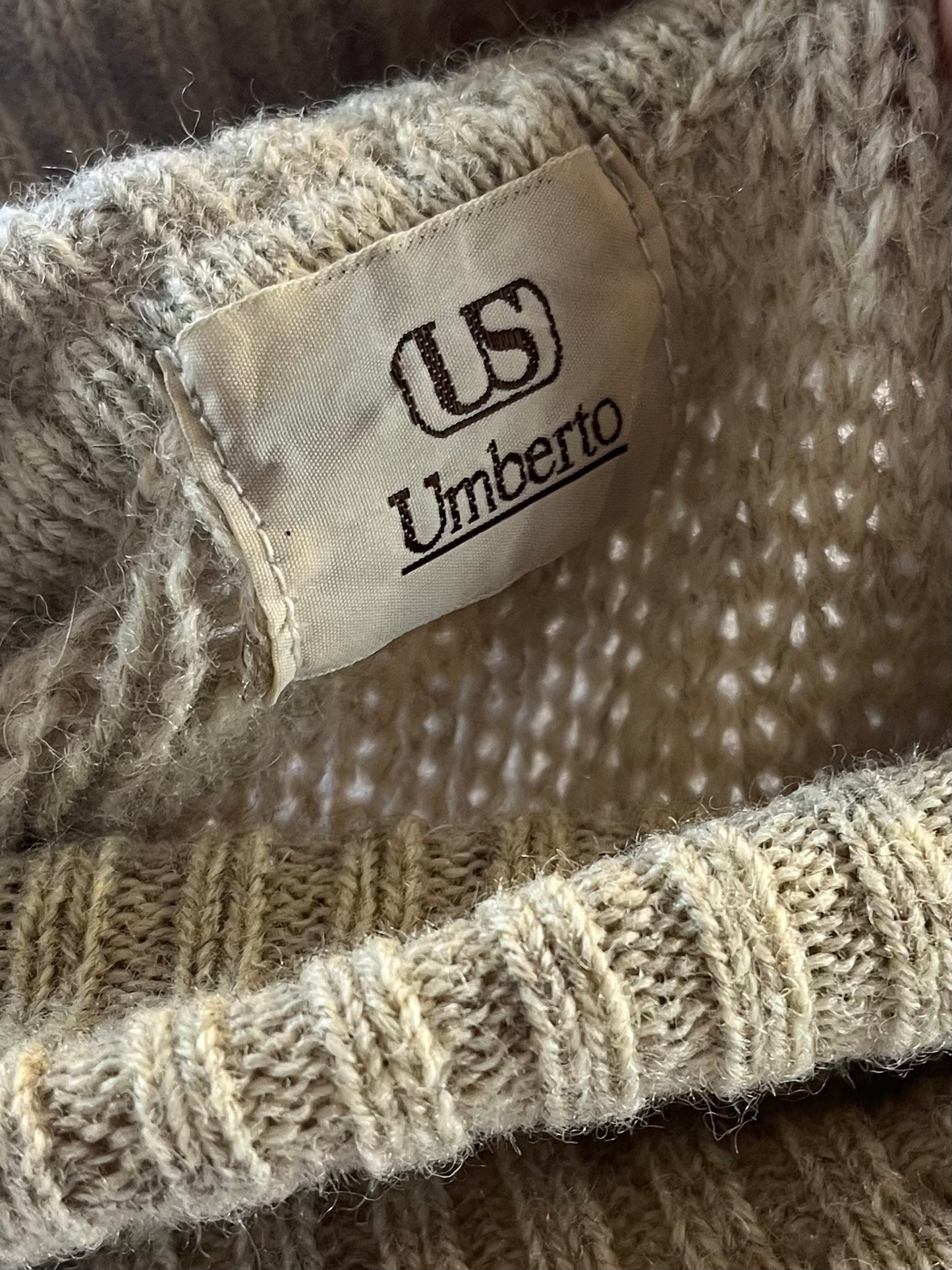 90s ‘Umberto’ Wool Cable Knit Turtle Neck Sweater / Small - Medium