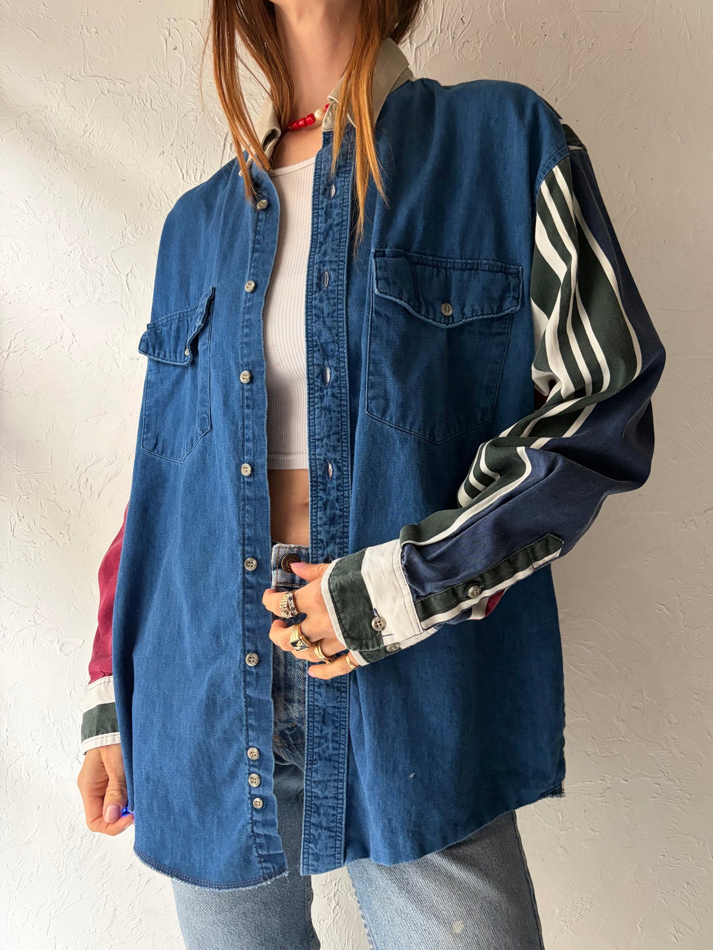 90s 'Wrangler' Button Up Cotton Shirt / Large