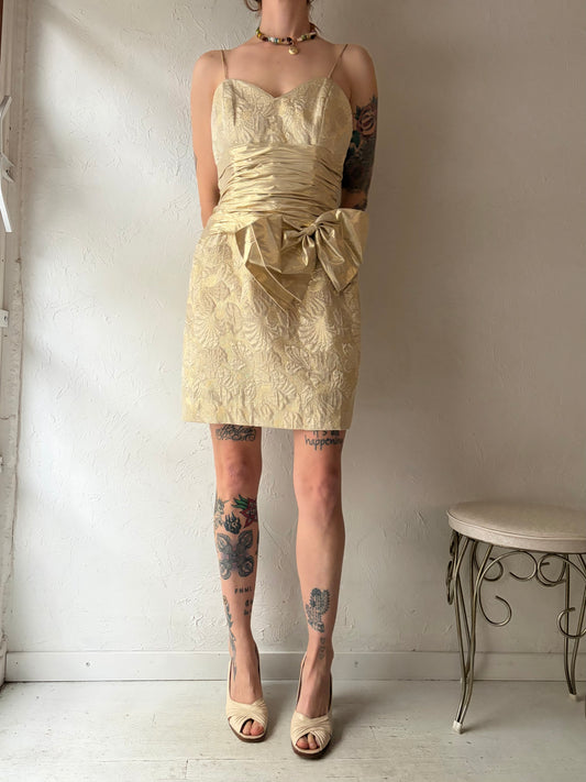 80s 'AJ Bari' Gold Dress Jacket Set / Small