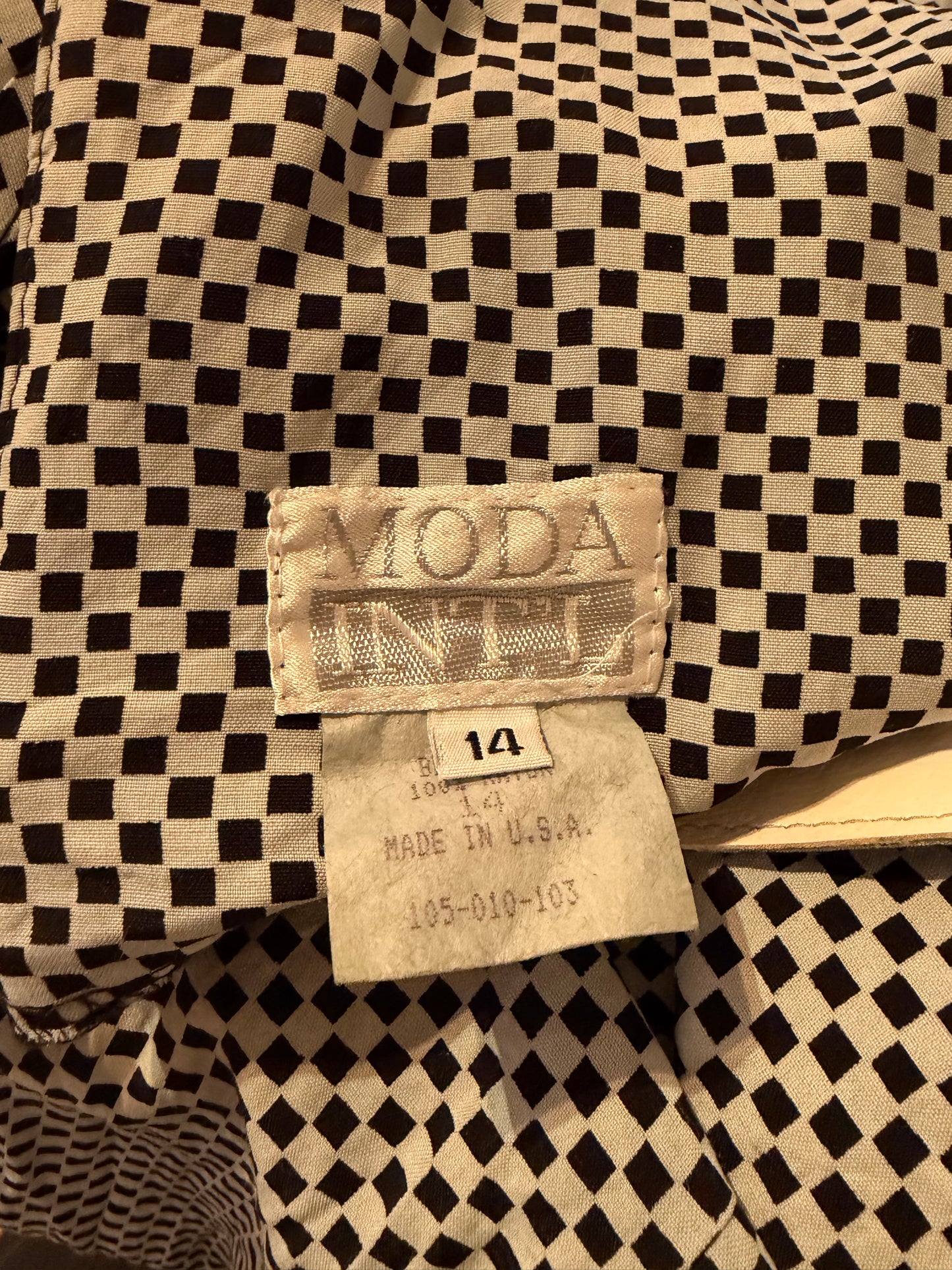 90s 'Moda Int'l' Checker Midi Spring Dress / Medium