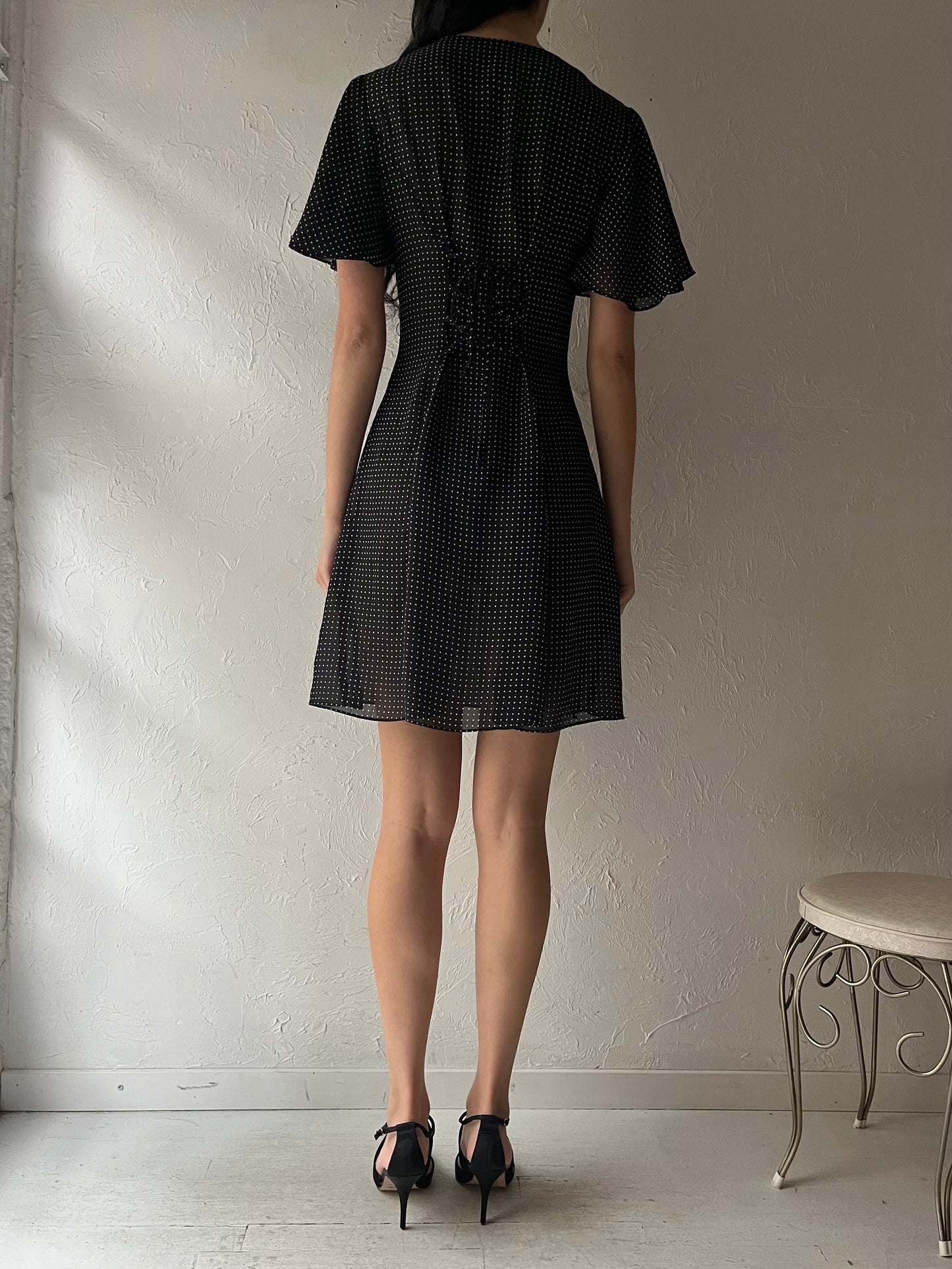 90s 'Emblem' Polka Dot Mini Dress / Small