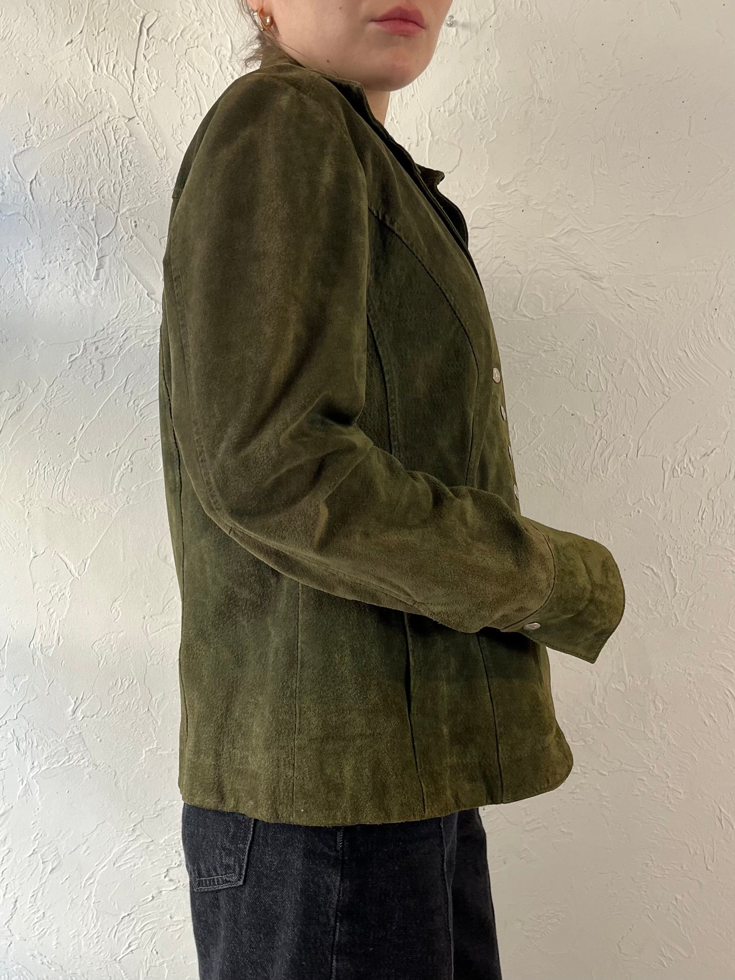 Y2K ‘Live a Little’ Green Suede Jacket / Medium