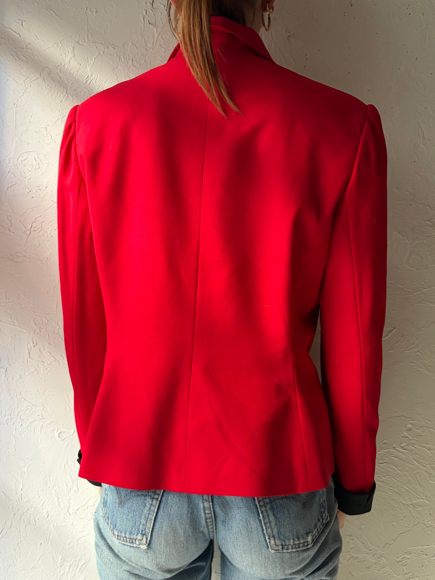 90s 'Jaqueline Ferrar' Red Blazer Jacket / Medium
