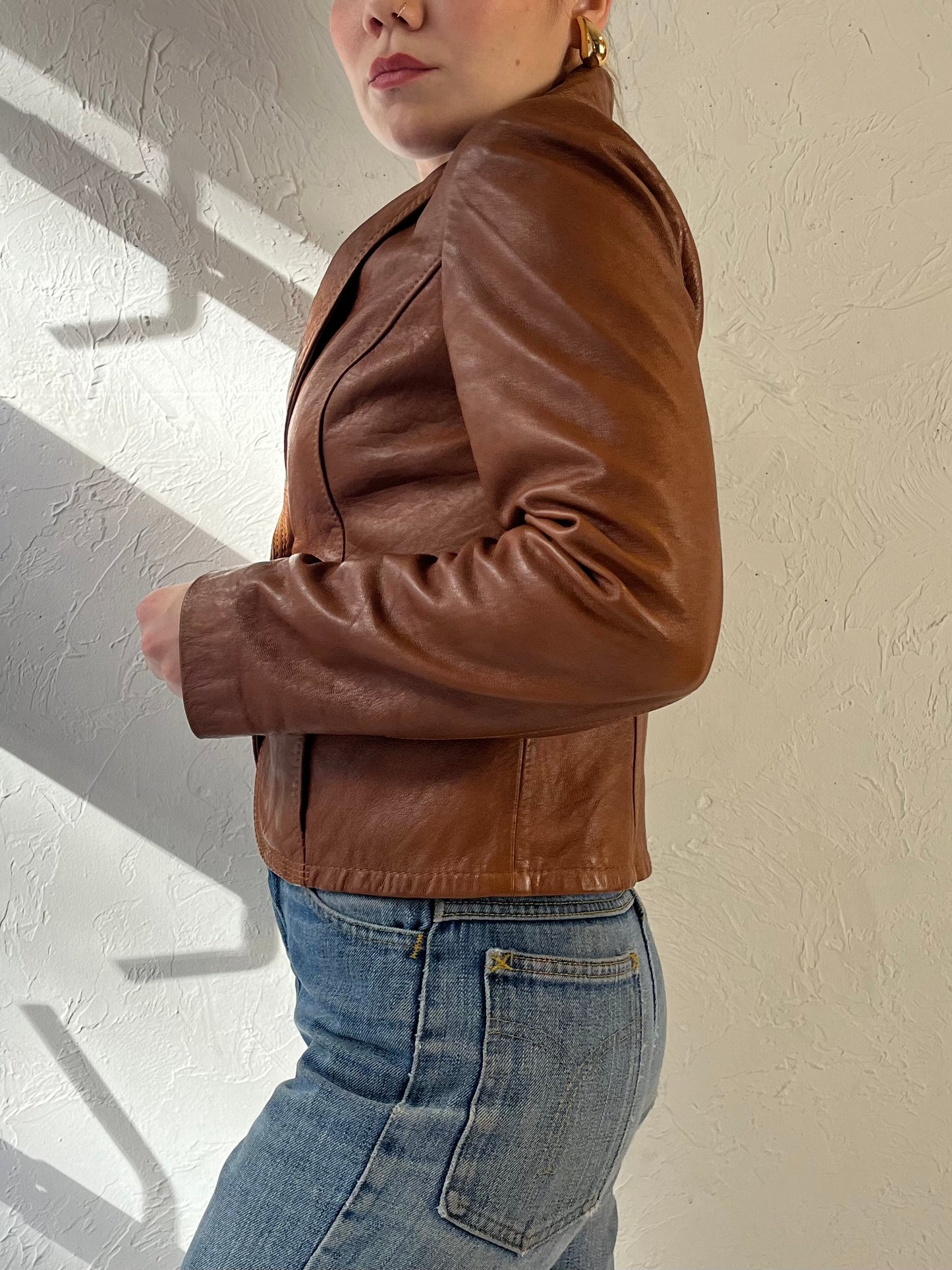 70s 'Marquis' Brown Leather Jacket / Small