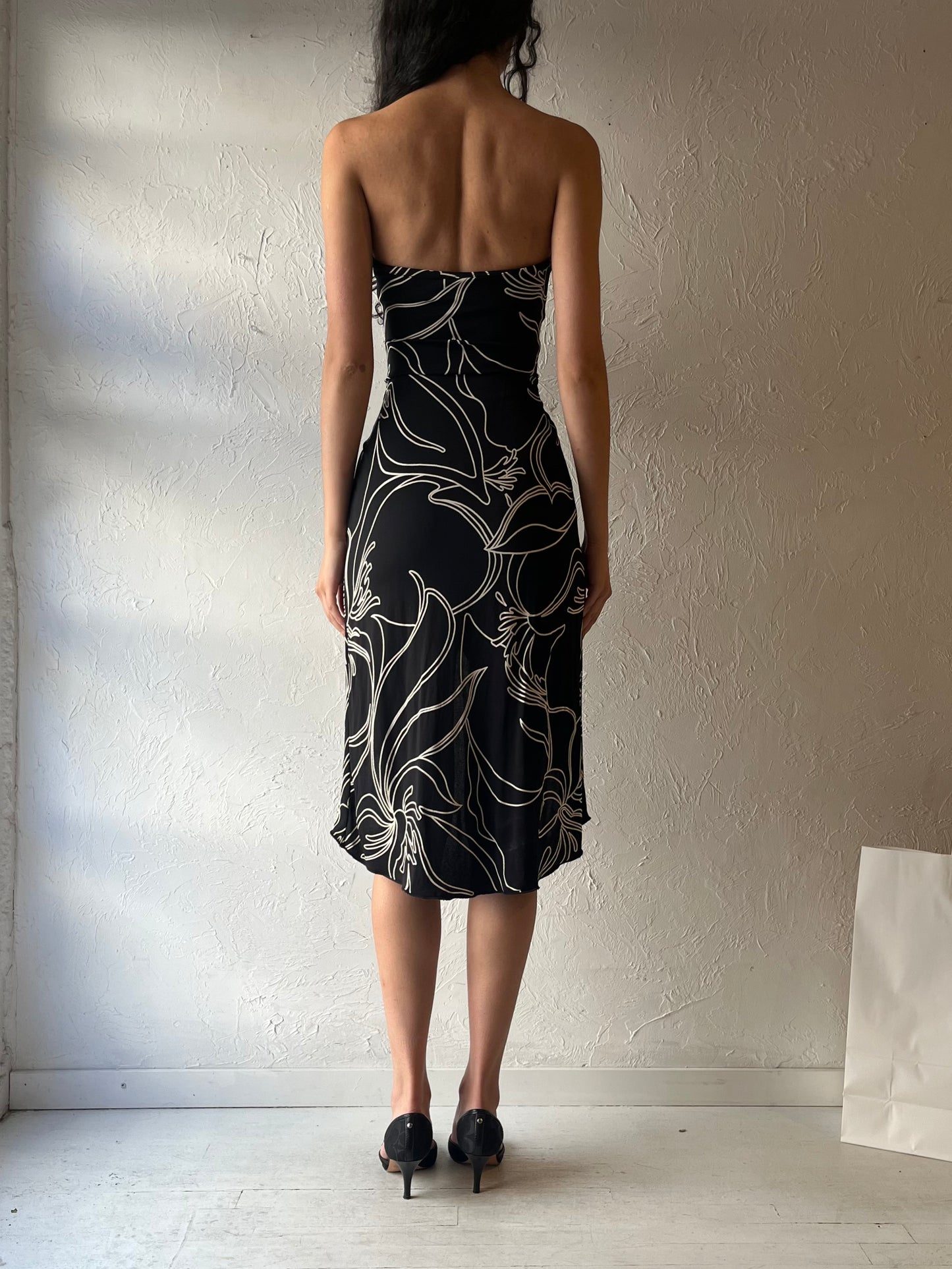 90s ‘Bebe’ Strapless Midi Dress / Small