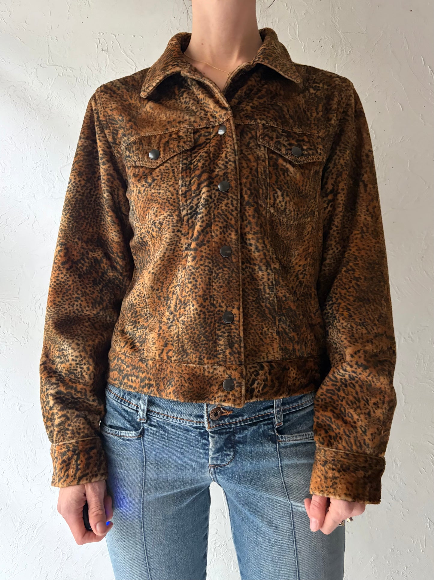 90s 'Jones New York' Retro Animal Print Jacket / Vintage 1990s Leopard Print Statement Jacket / Small