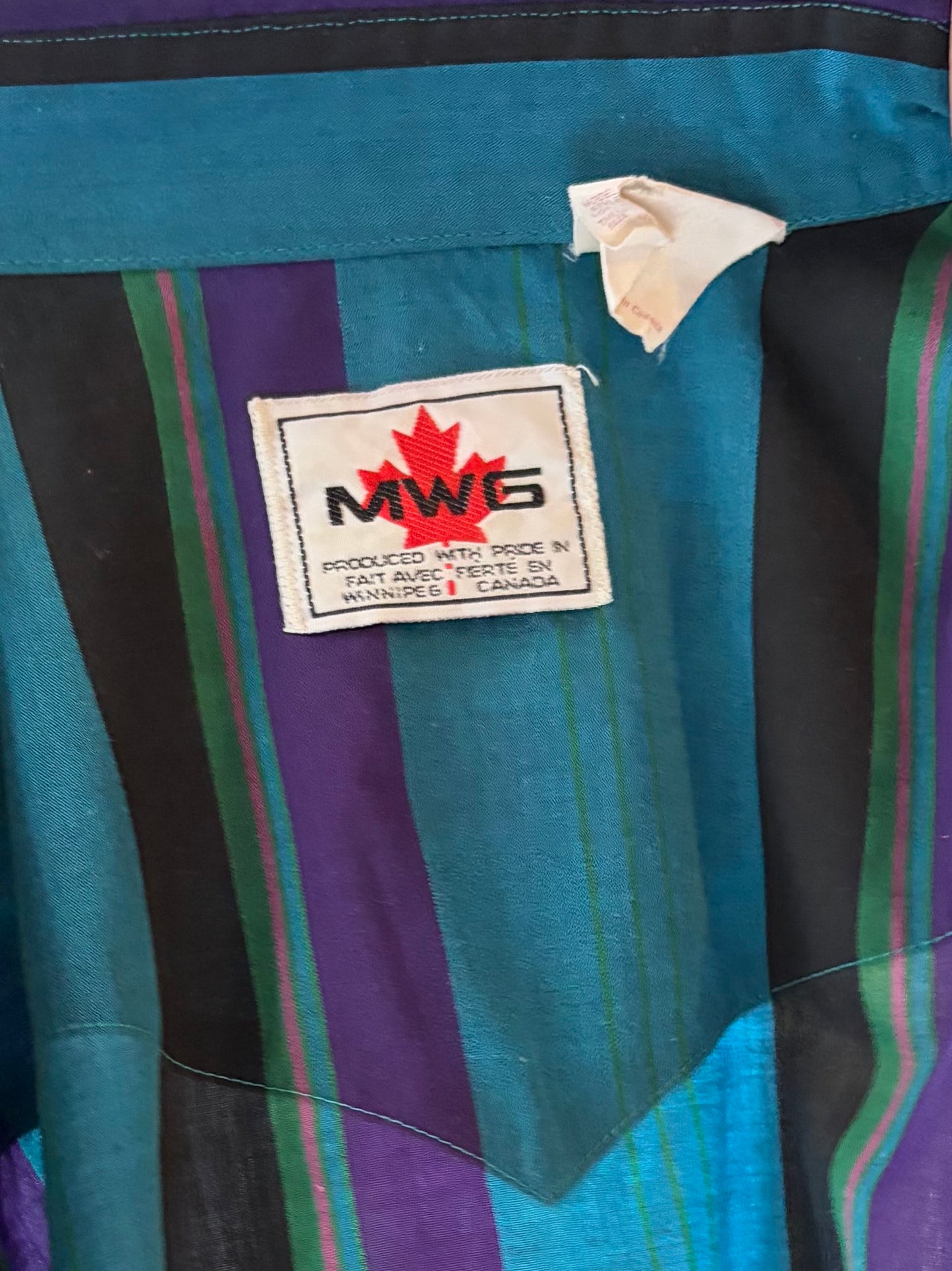 80s 'MGW' Striped Western Snap Up Shirt / Vintage 80s Cowboy Work Wear Shirt / XL