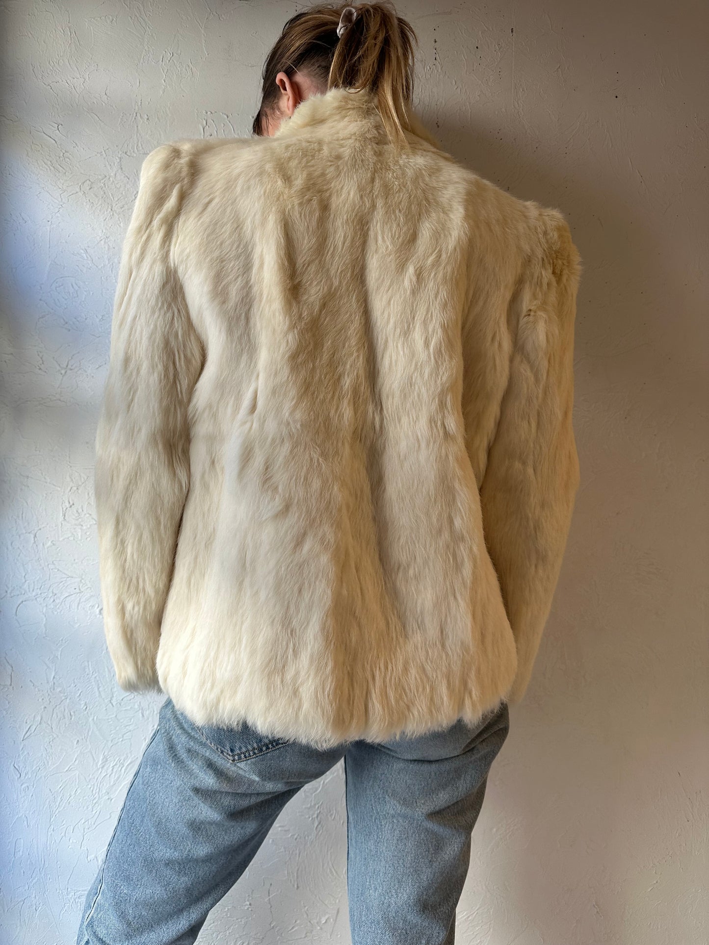 Vintage White Rabbit Fur Jacket / Medium